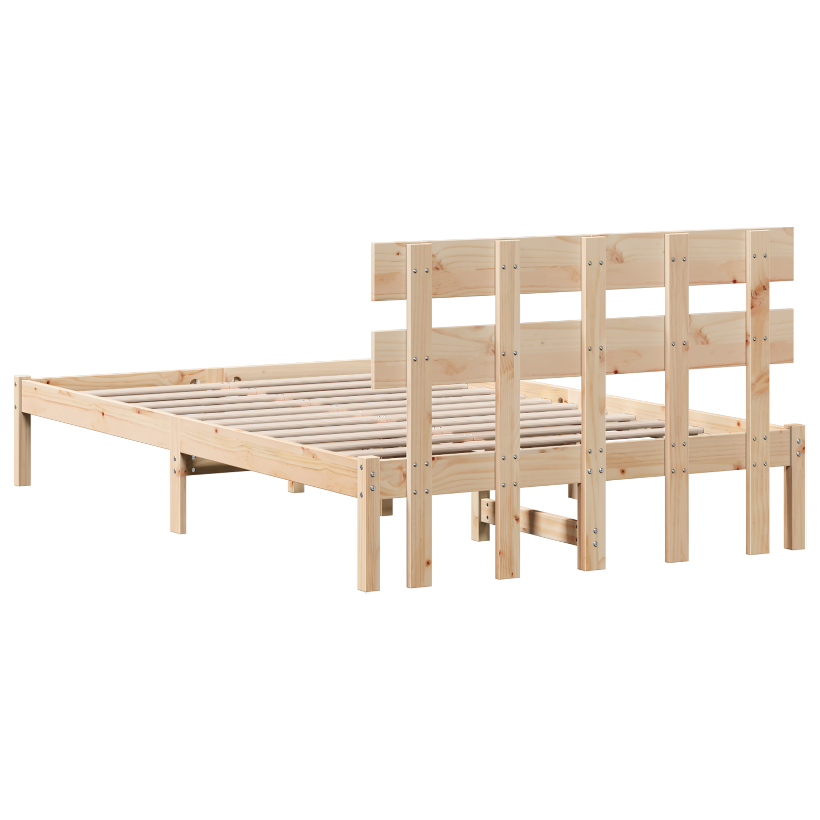Bedframe met hoofdeinde Bruin 135 x 190 cm Massief grenenhout image 8