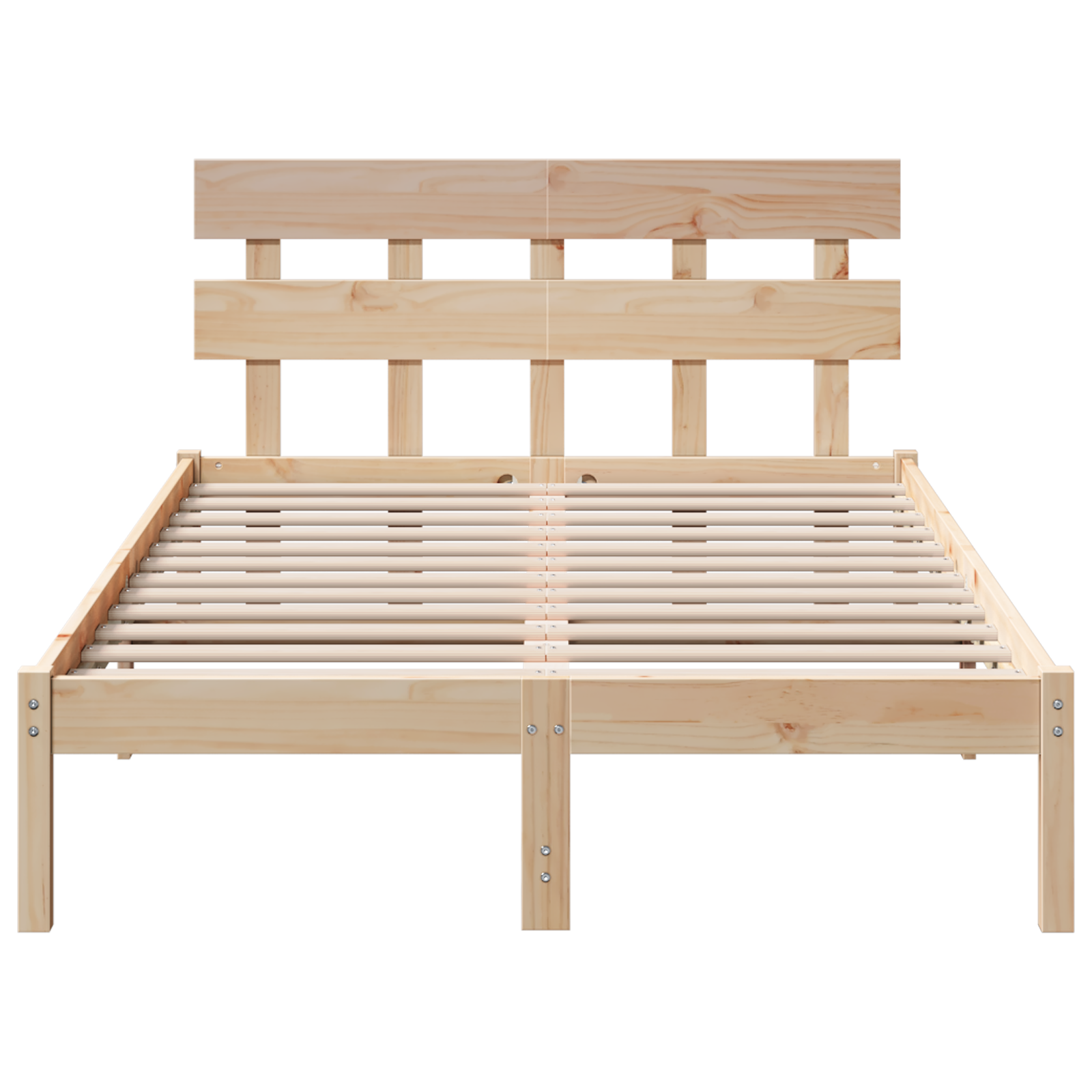 Bedframe met hoofdeinde Bruin 135 x 190 cm Massief grenenhout image 6