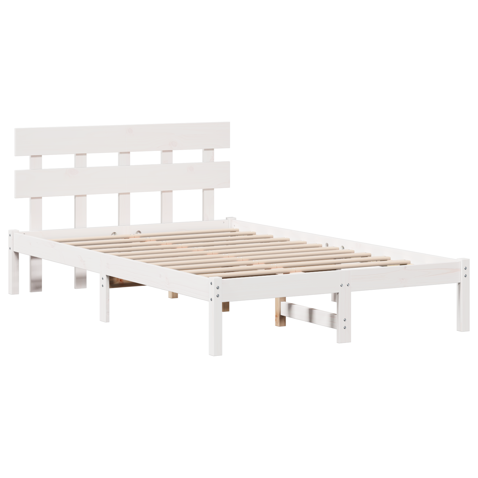 Bedframe met hoofdeinde Wit 135 x 190 cm Massief grenenhout image 2