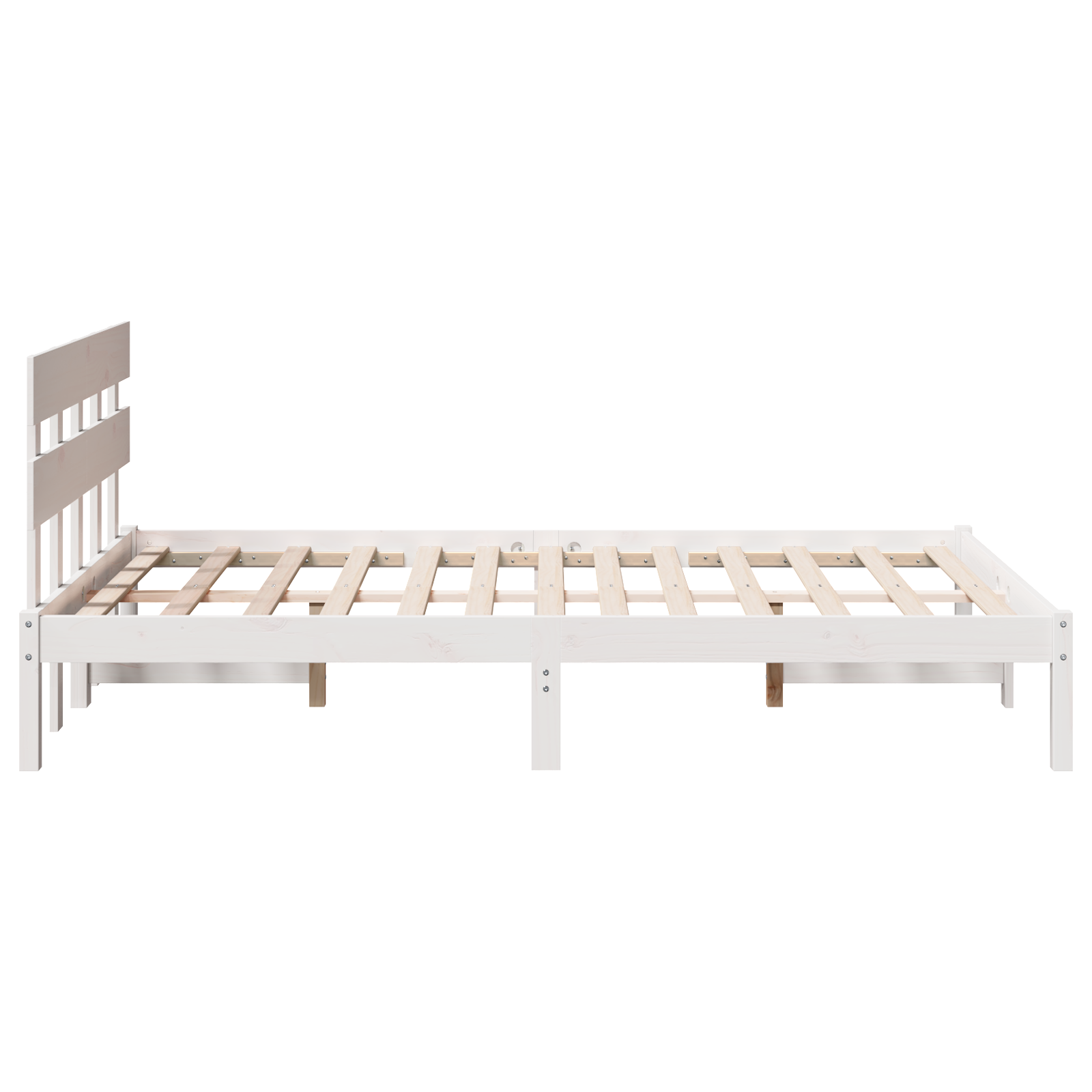 Bedframe met hoofdeinde Wit 135 x 190 cm Massief grenenhout image 7
