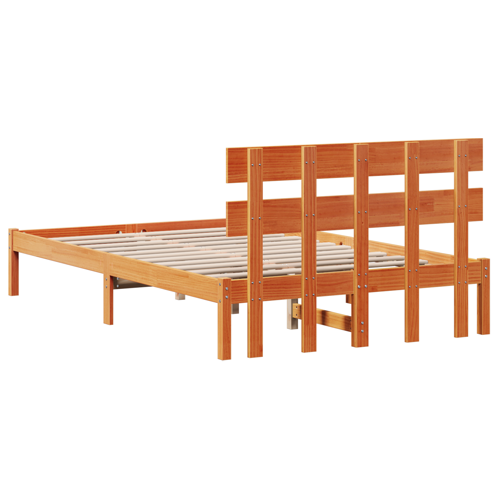 Bedframe met hoofdeinde Bruin 135 x 190 cm Massief grenenhout image 8