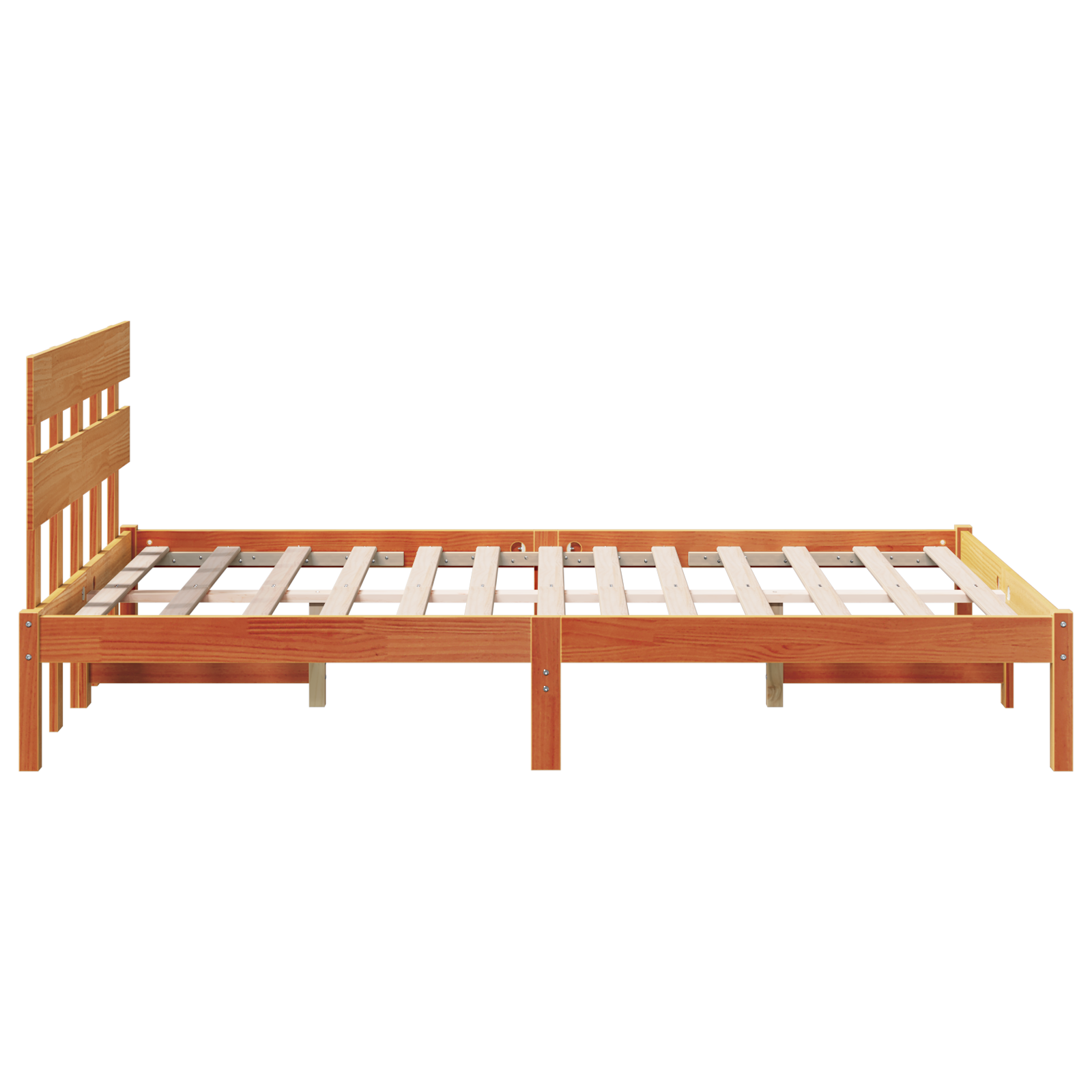 Bedframe met hoofdeinde Bruin 135 x 190 cm Massief grenenhout image 7