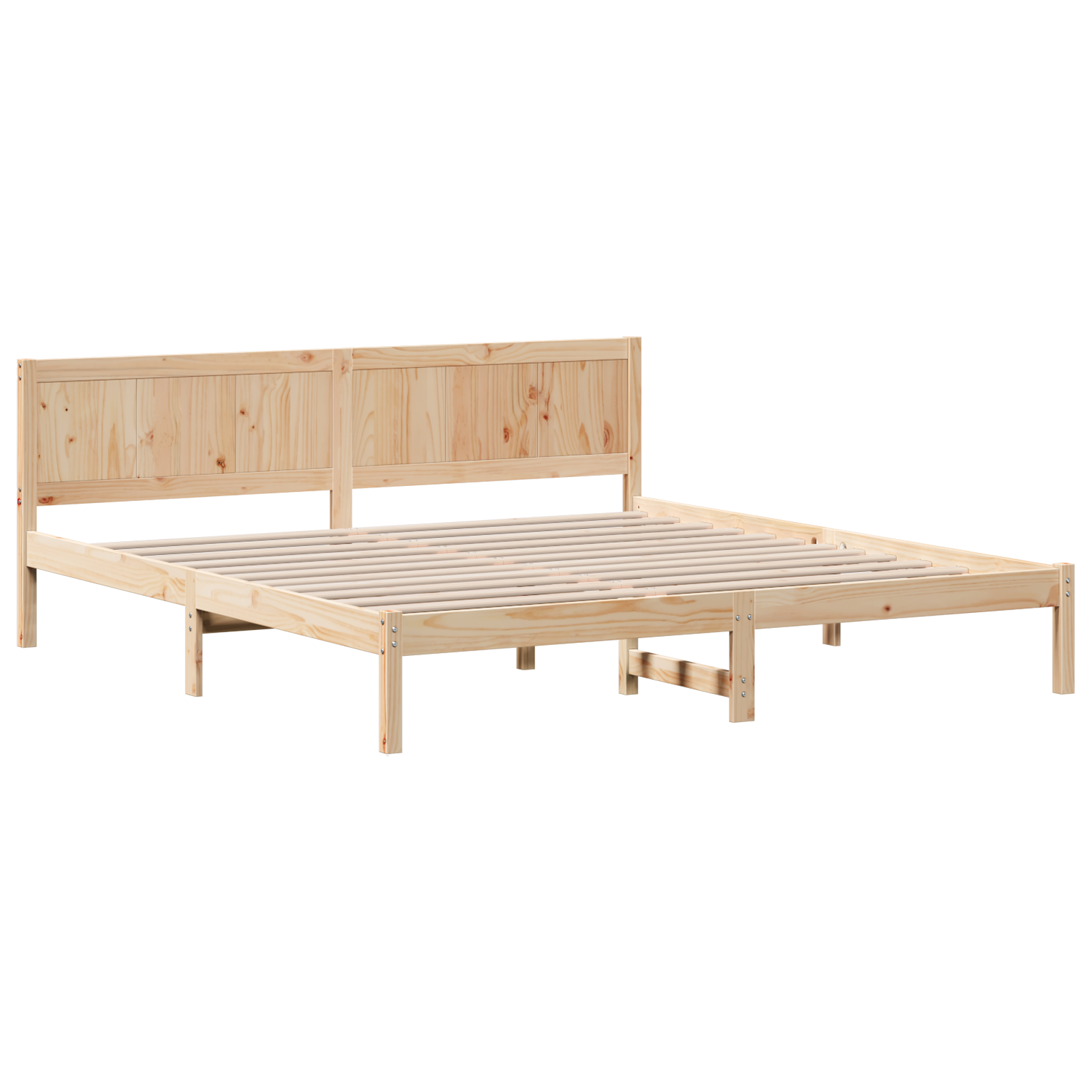 Pine Wood Bed Frame Natural wood Solid pine wood 200 x 200 cm - Image 3