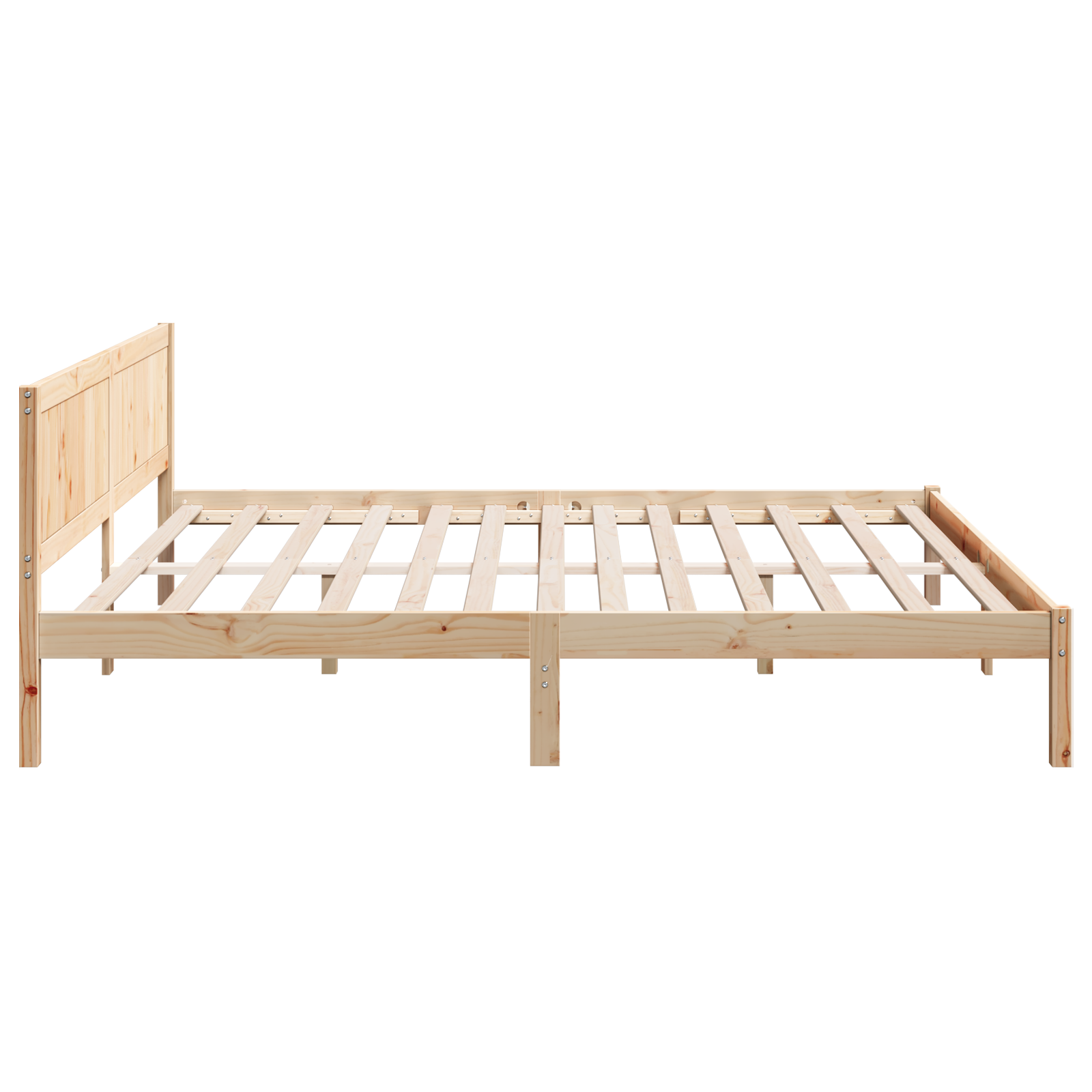 Pine Wood Bed Frame Natural wood Solid pine wood 200 x 200 cm - Image 7