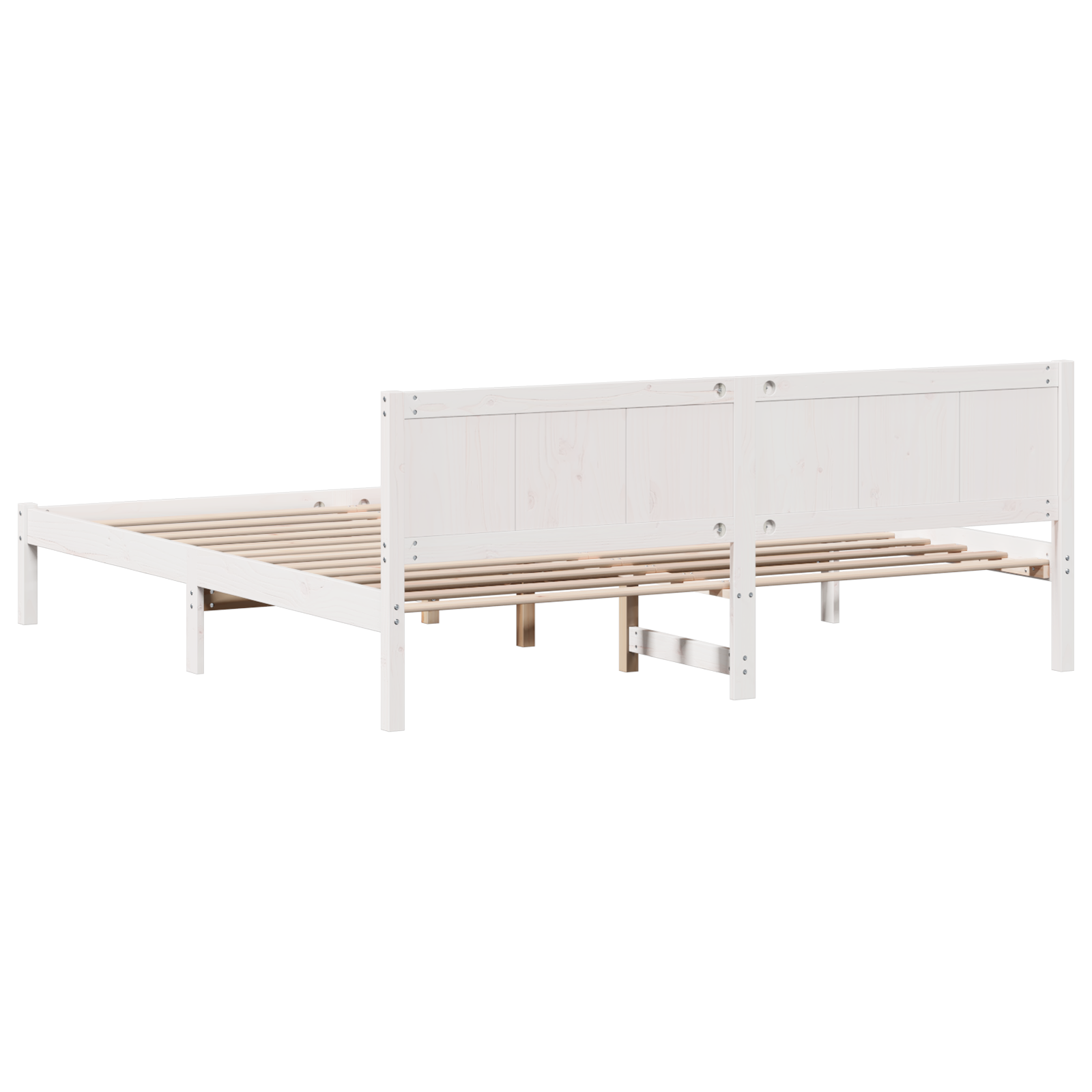 White Pine Wood Bed Frame White Solid Wood King size Durable - Image 8
