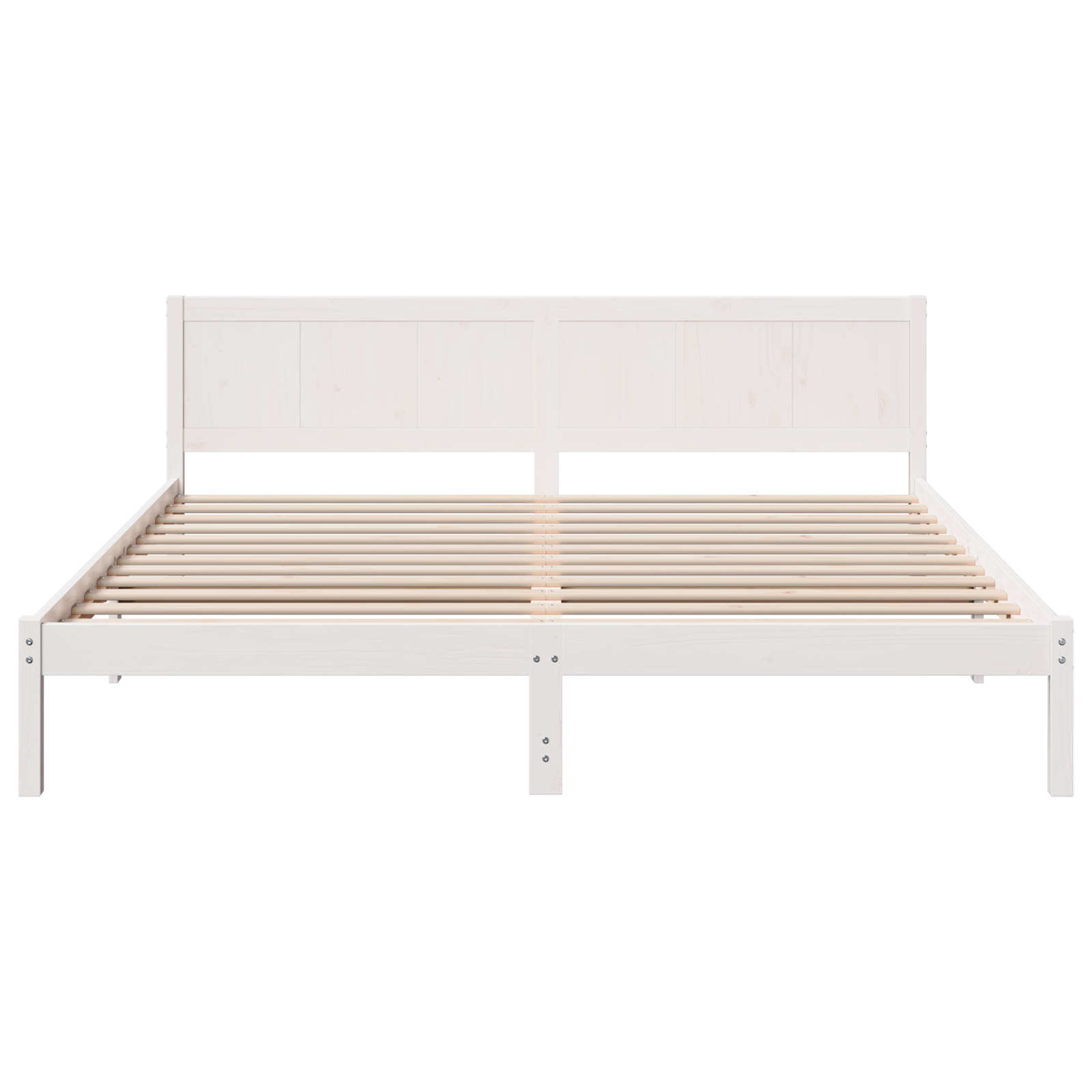 White Pine Wood Bed Frame White Solid Wood King size Durable - Image 6
