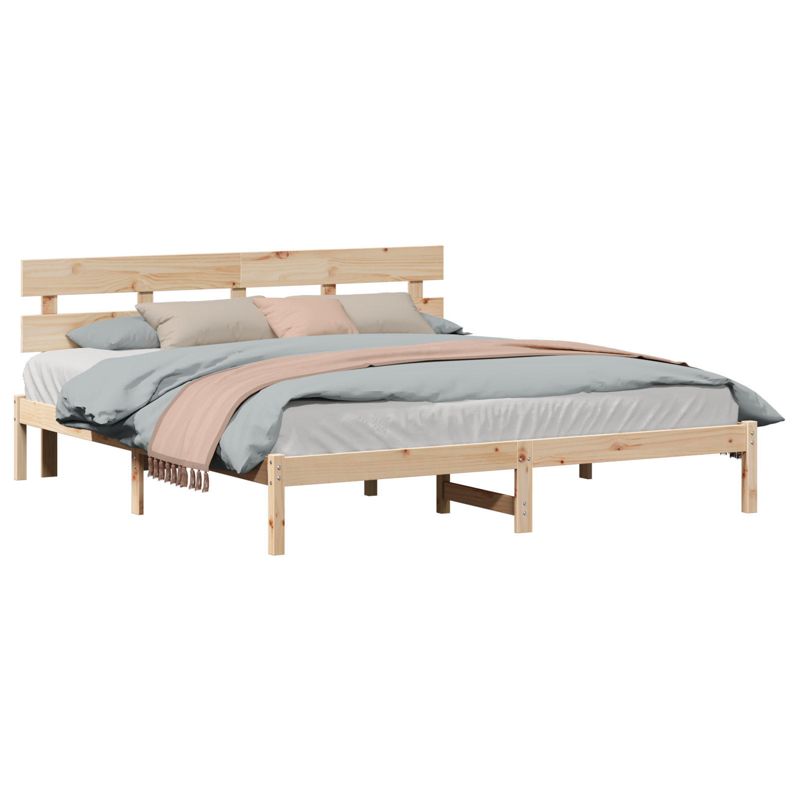 Pine Wood Bed Frame Natural Wood Solid Pine wood 180 x 200 cm - Image 2