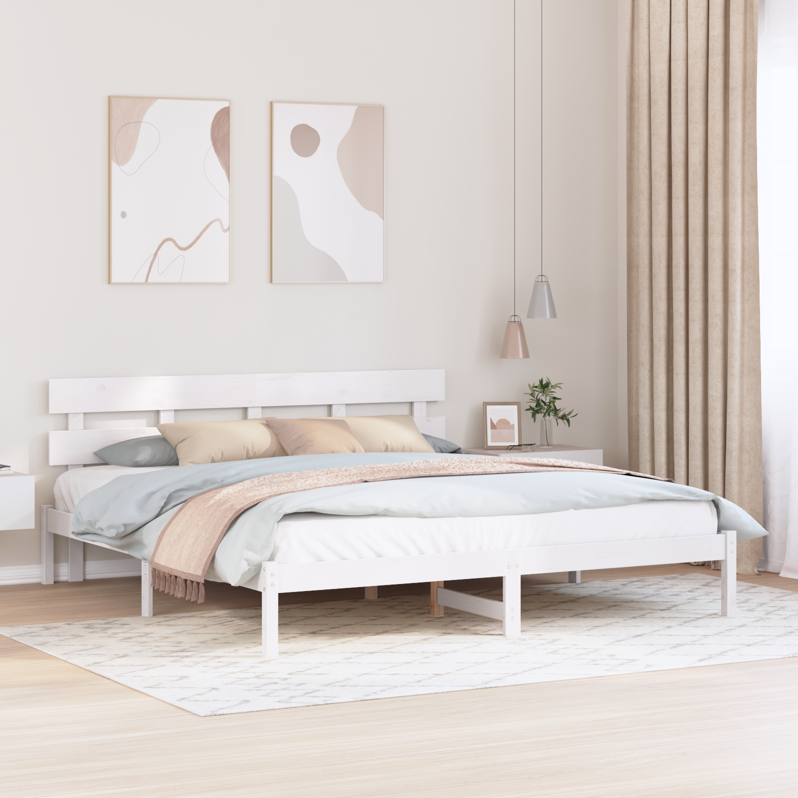 Witte Grenen Bedframe Wit Massief grenenhout 180 x 200 cm