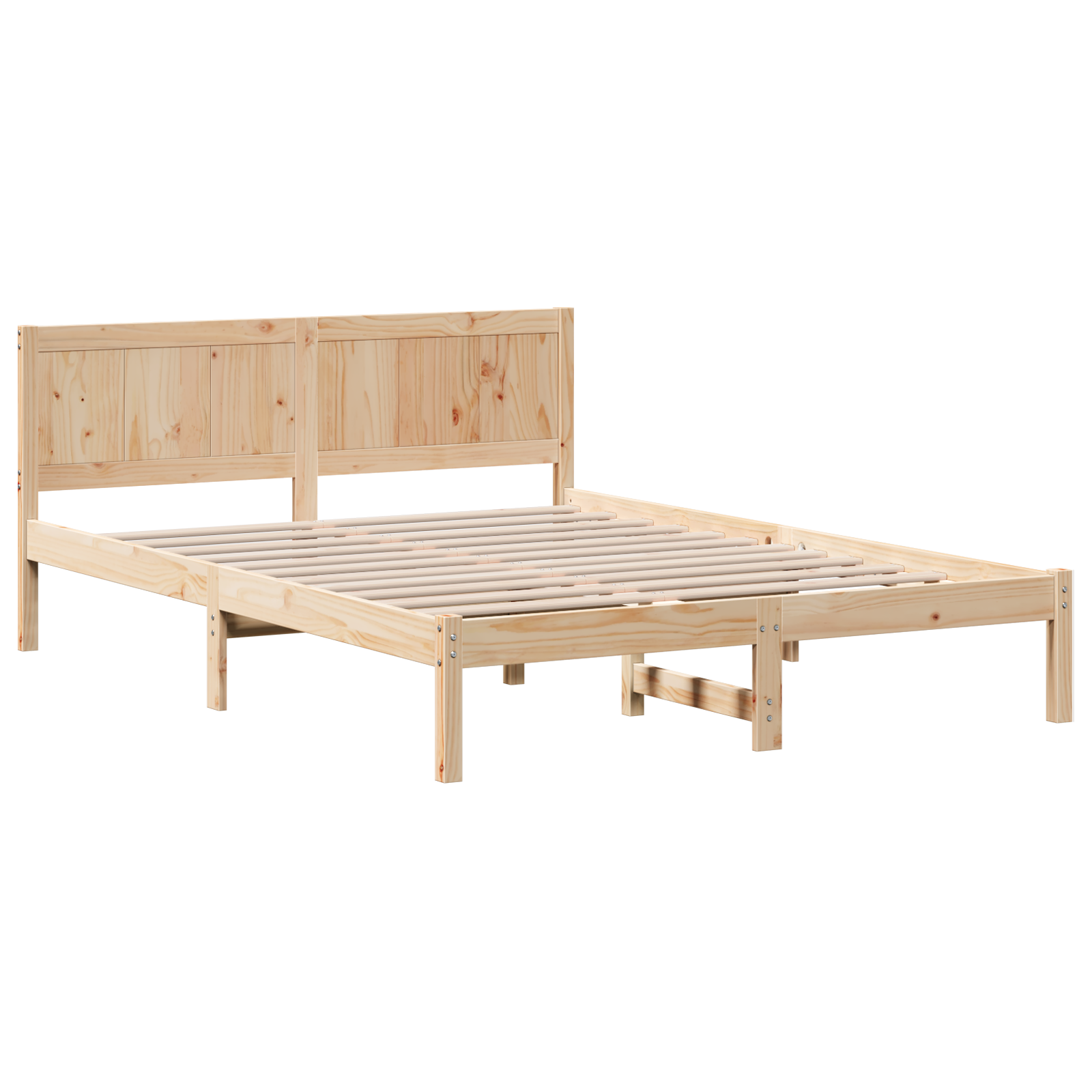 Pine Wood Bed Frame Natural Solid Pine wood 160 x 200 cm Simple - Image 3