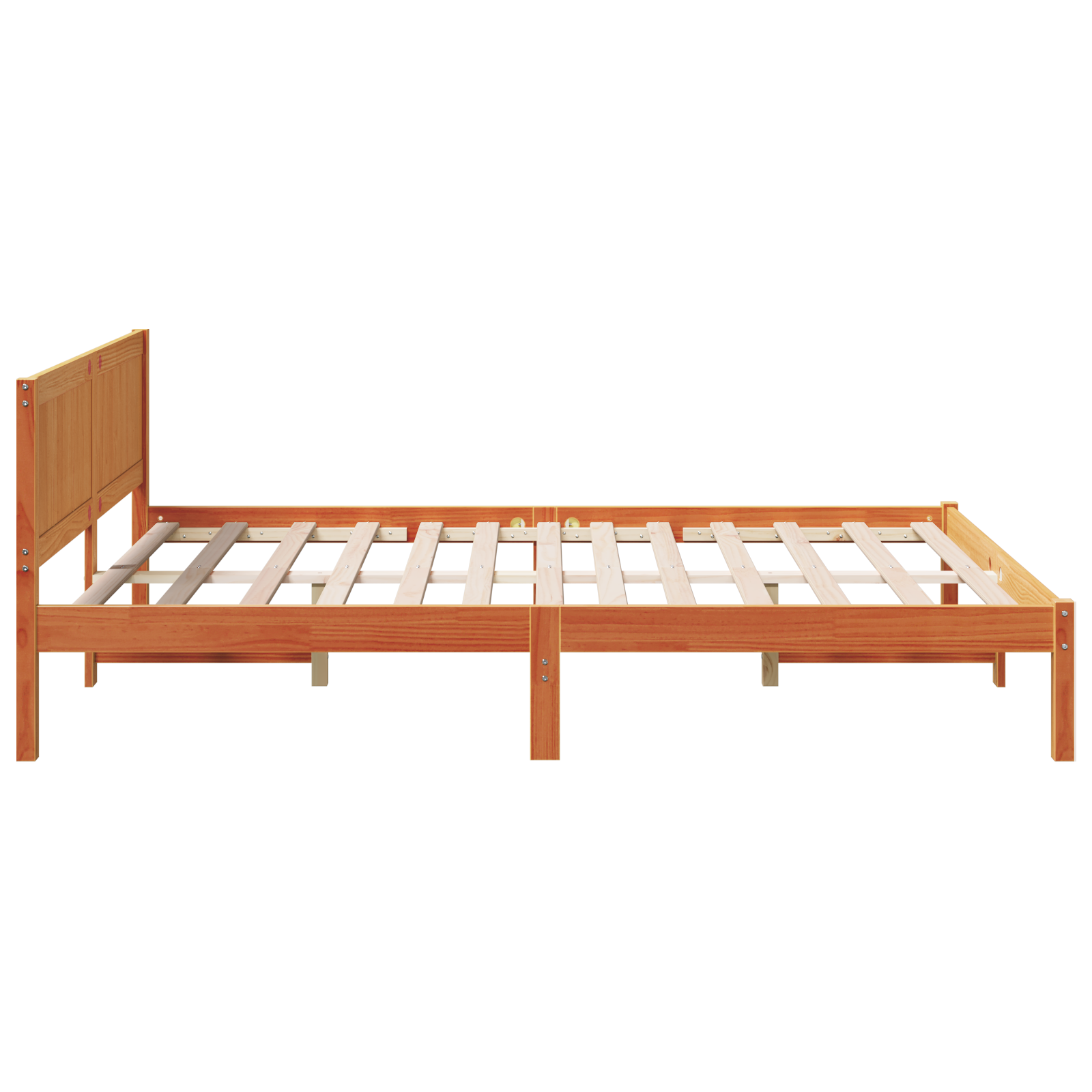 Wax Brown Pine Wood Bed Frame Wax brown Solid wood 160 x 200 cm - Image 7