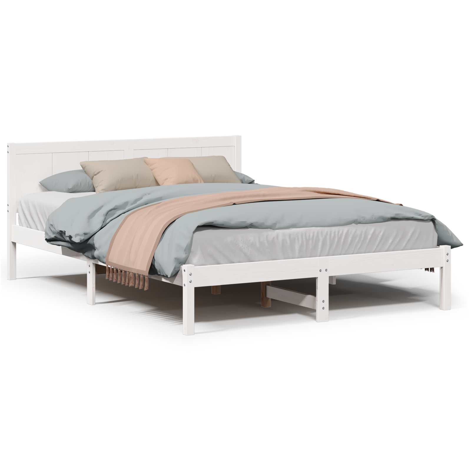 White Pine Bed Frame White Wood 150 x 200 cm Durable - Image 4