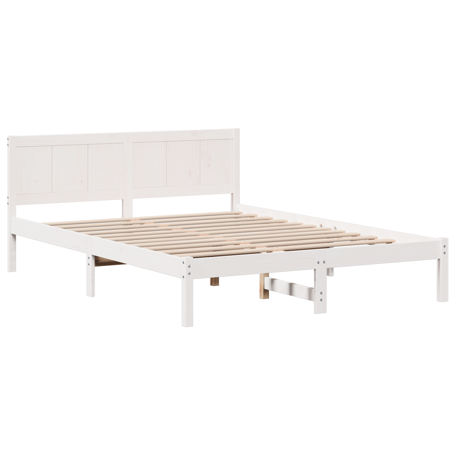 White Pine Bed Frame White Wood 150 x 200 cm Durable - Image 3