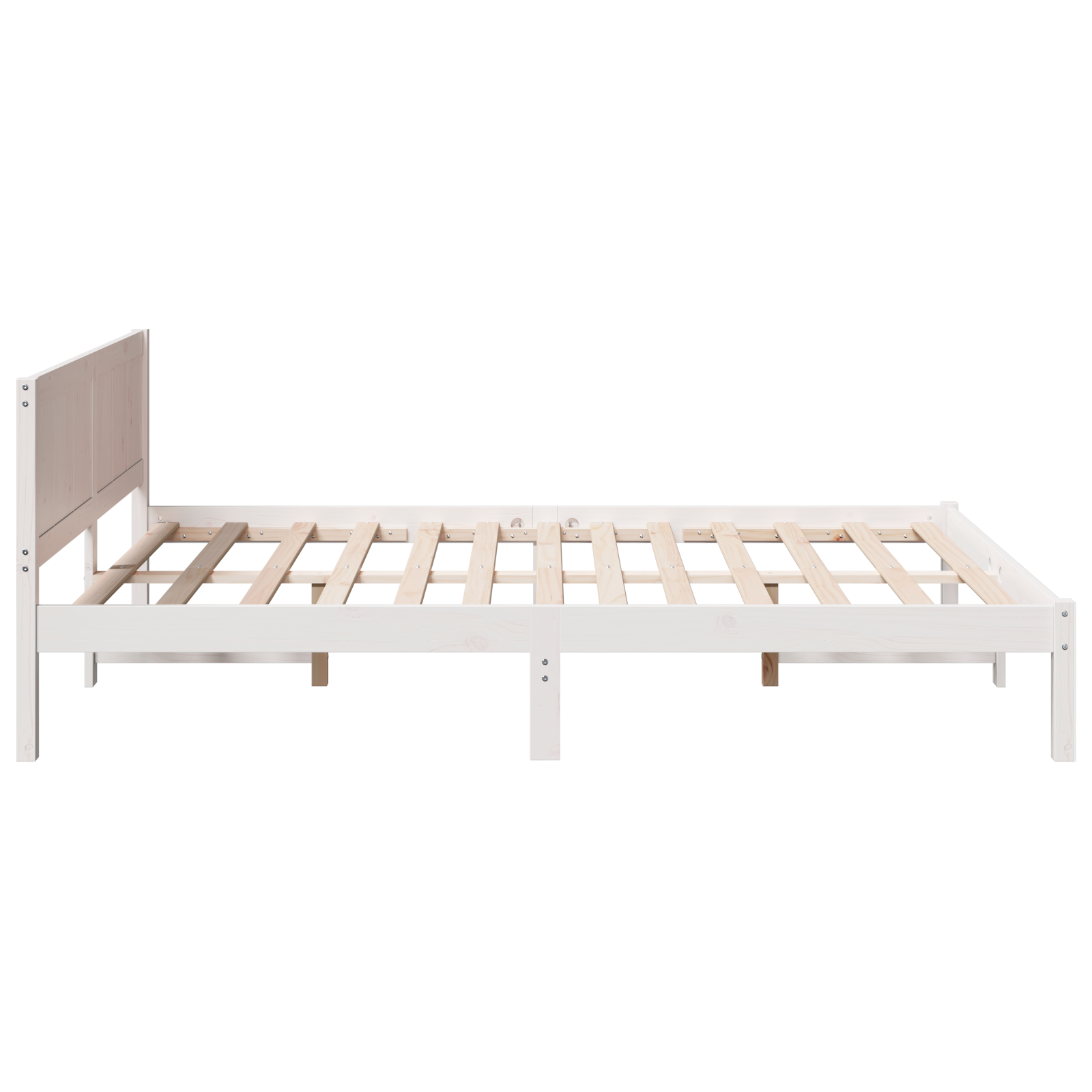 White Pine Bed Frame White Wood 150 x 200 cm Durable - Image 7