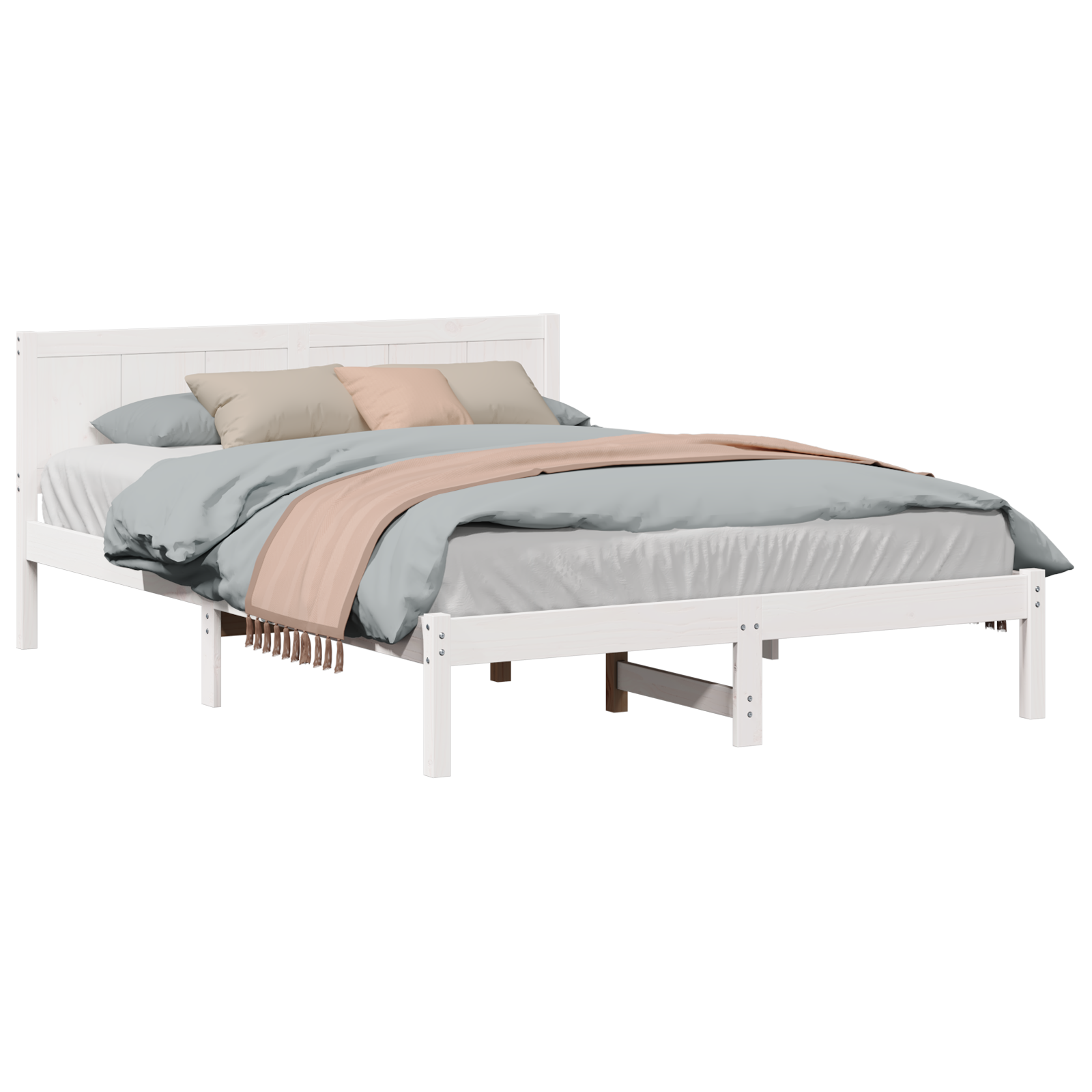 White Pine Bed Frame White Wood 150 x 200 cm Durable - Image 2