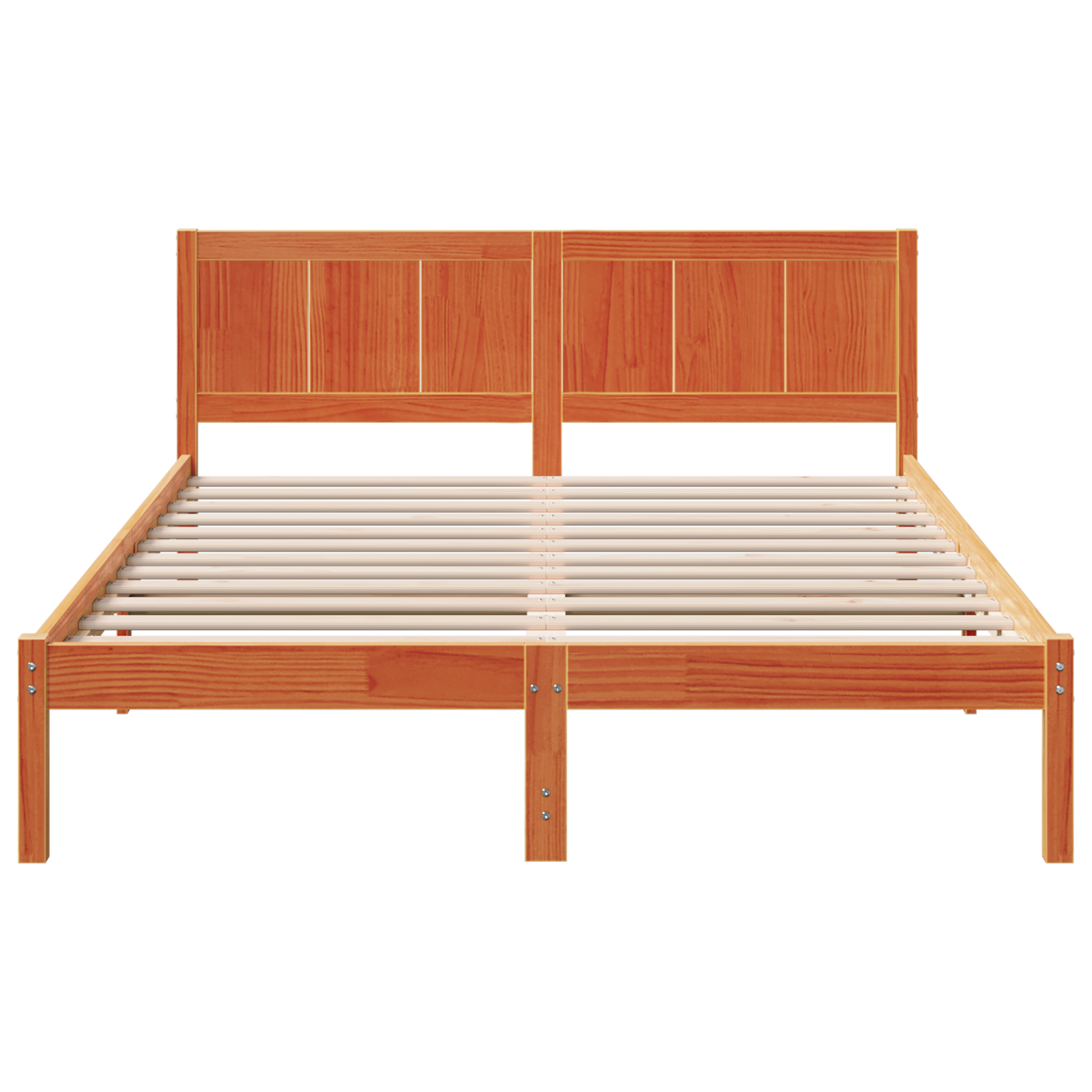 Pine Wood Bed Frame Wax Brown Solid Pine Wood 150 x 200 cm - Image 6