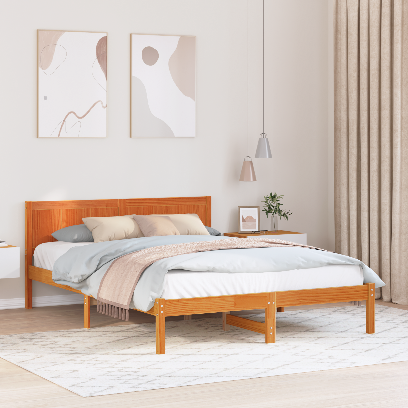 Struttura Letto in Legno di Pino Marrone Cerato 872187