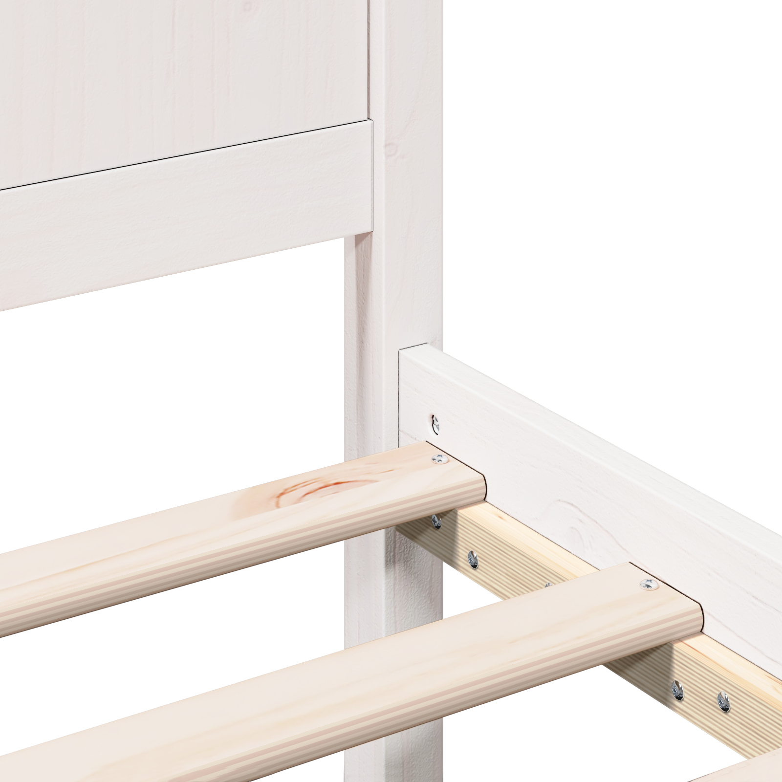 White Bed Frame White Solid Pine wood 140 x 200 cm Bed Frame - Image 9