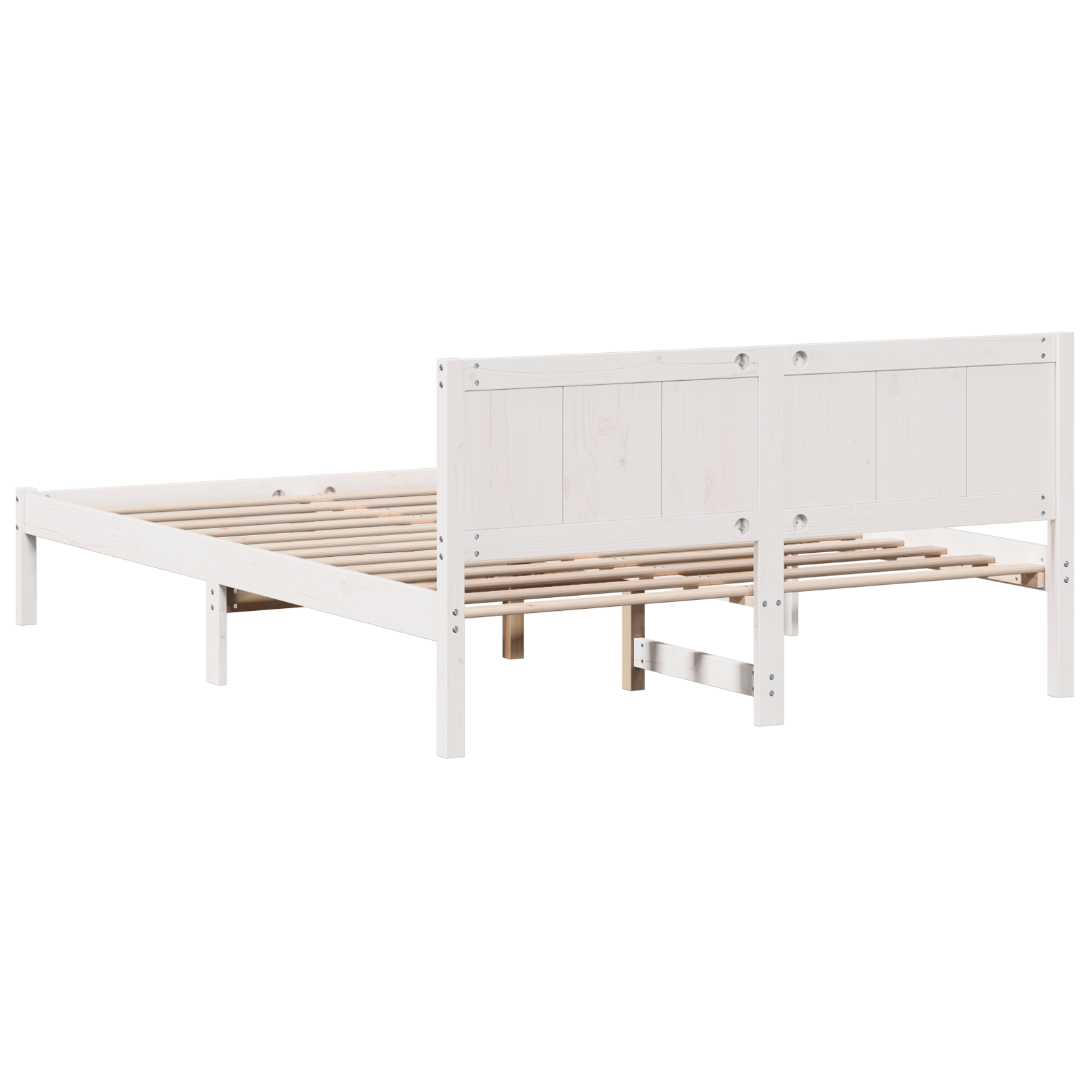White Bed Frame White Solid Pine wood 140 x 200 cm Bed Frame - Image 8