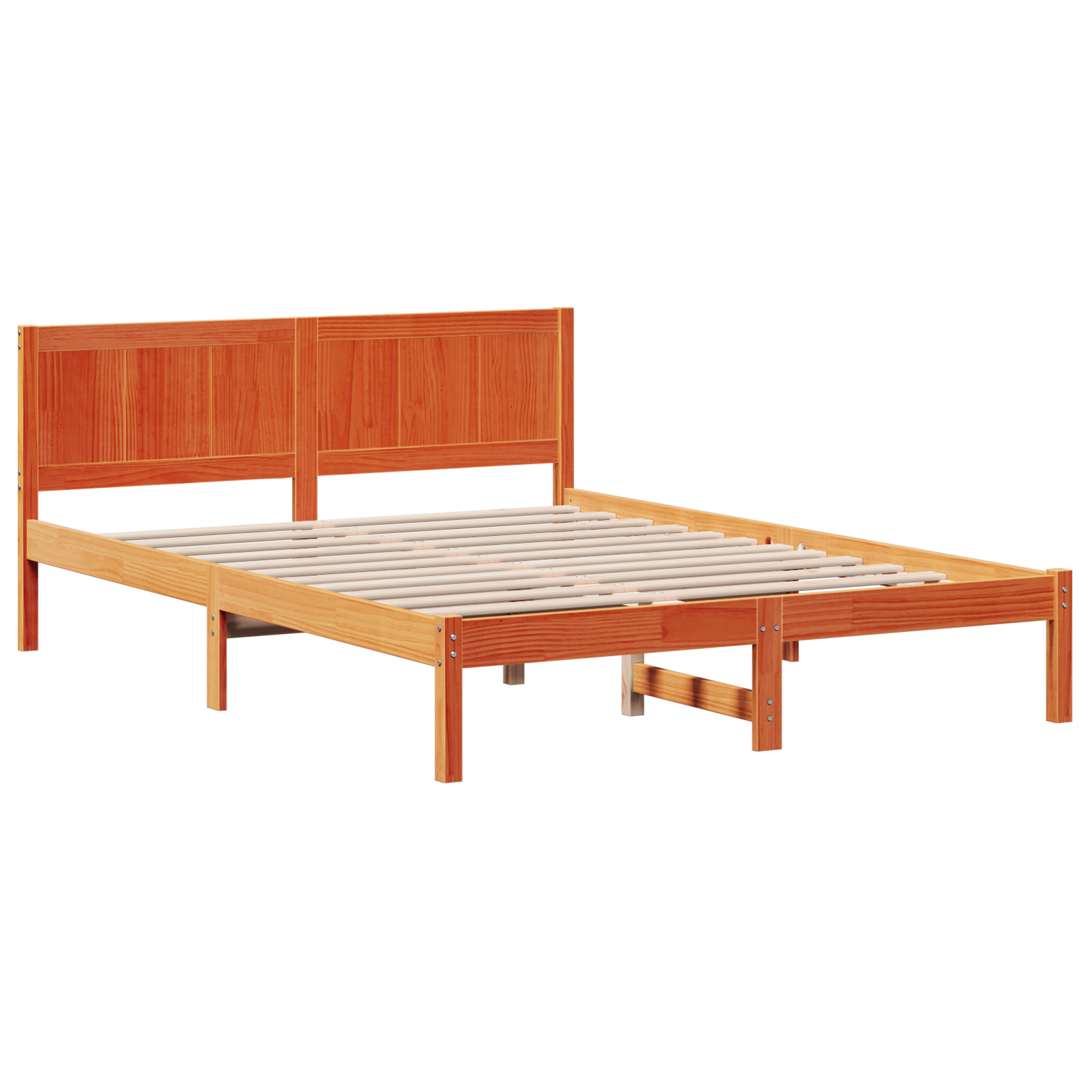 Wax Brown Bed Frame Wax Brown Solid Pine Wood 140 x 200 cm - Image 3