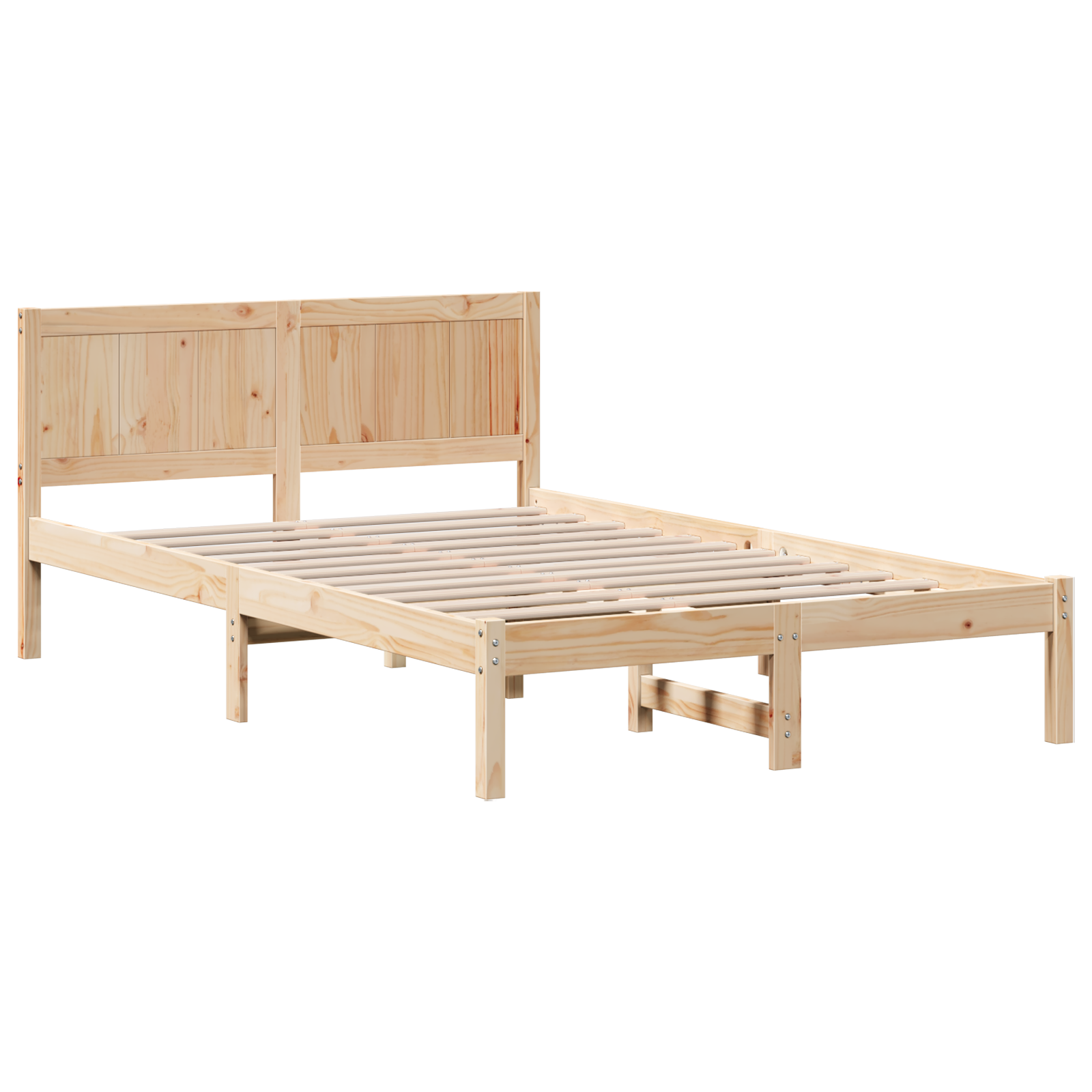Pine Wood Bed Frame Natural Pine Wood 140 x 190 cm Durable - Image 3