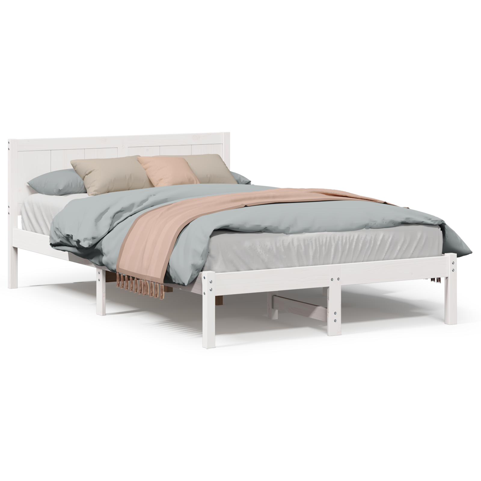 White Pine Bed Frame White Solid Pine Wood 140 x 190 cm Durable - Image 4