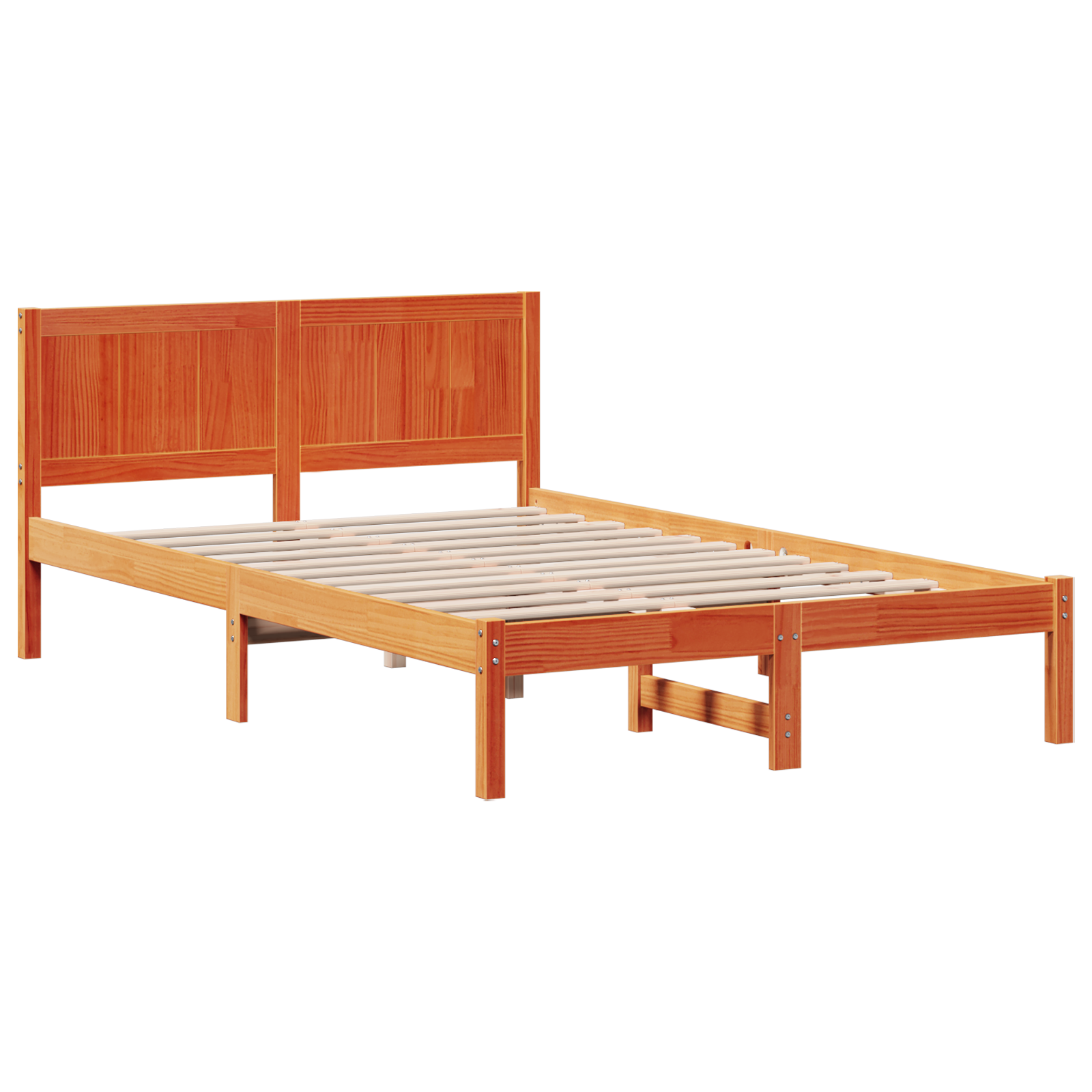 Wax Brown Bed Frame Wax brown Solid Pine Wood 140 x 190 cm - Image 3