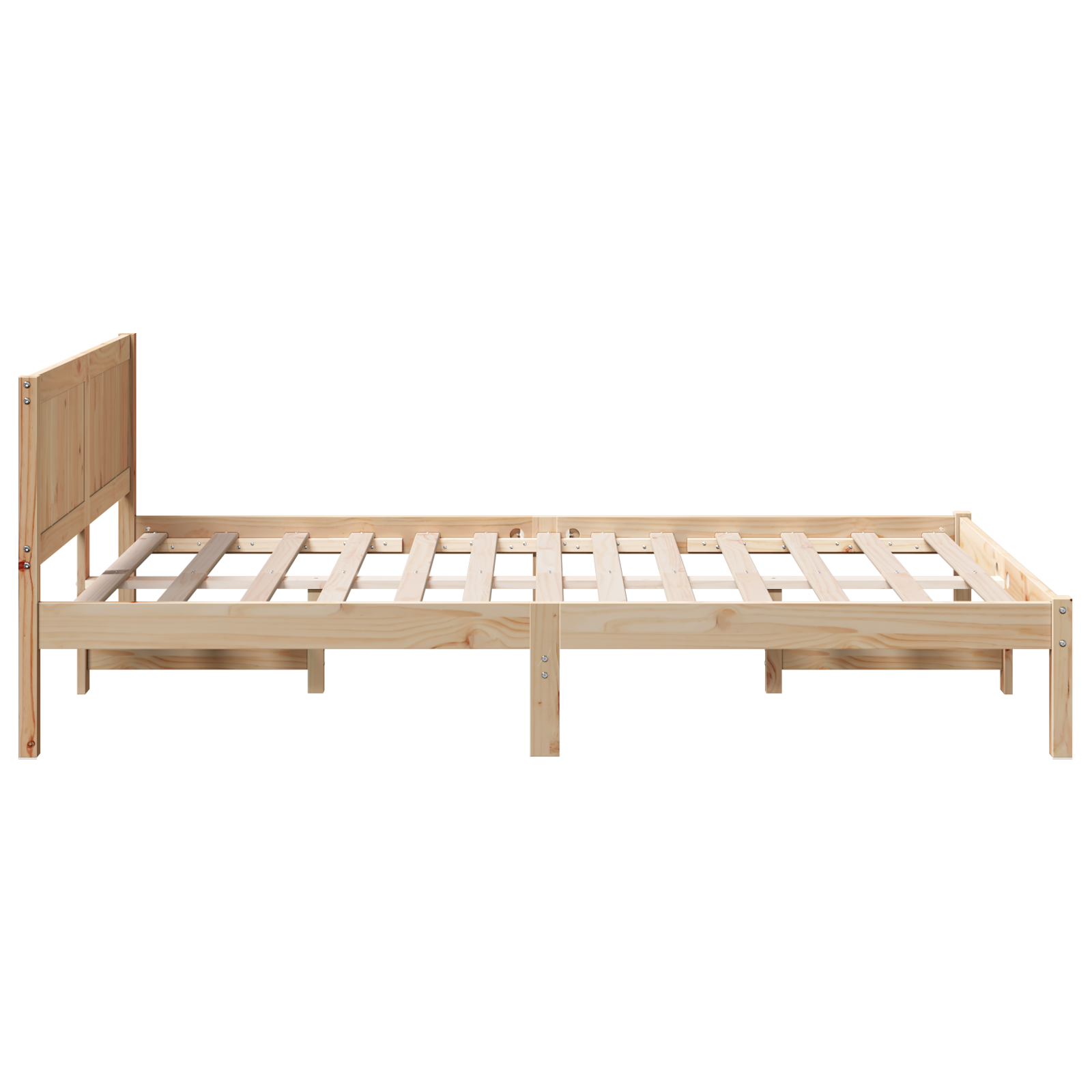 Pine Wood Bed Frame Natural Pine wood 135 x 190 cm Wood Bed Frame - Image 7