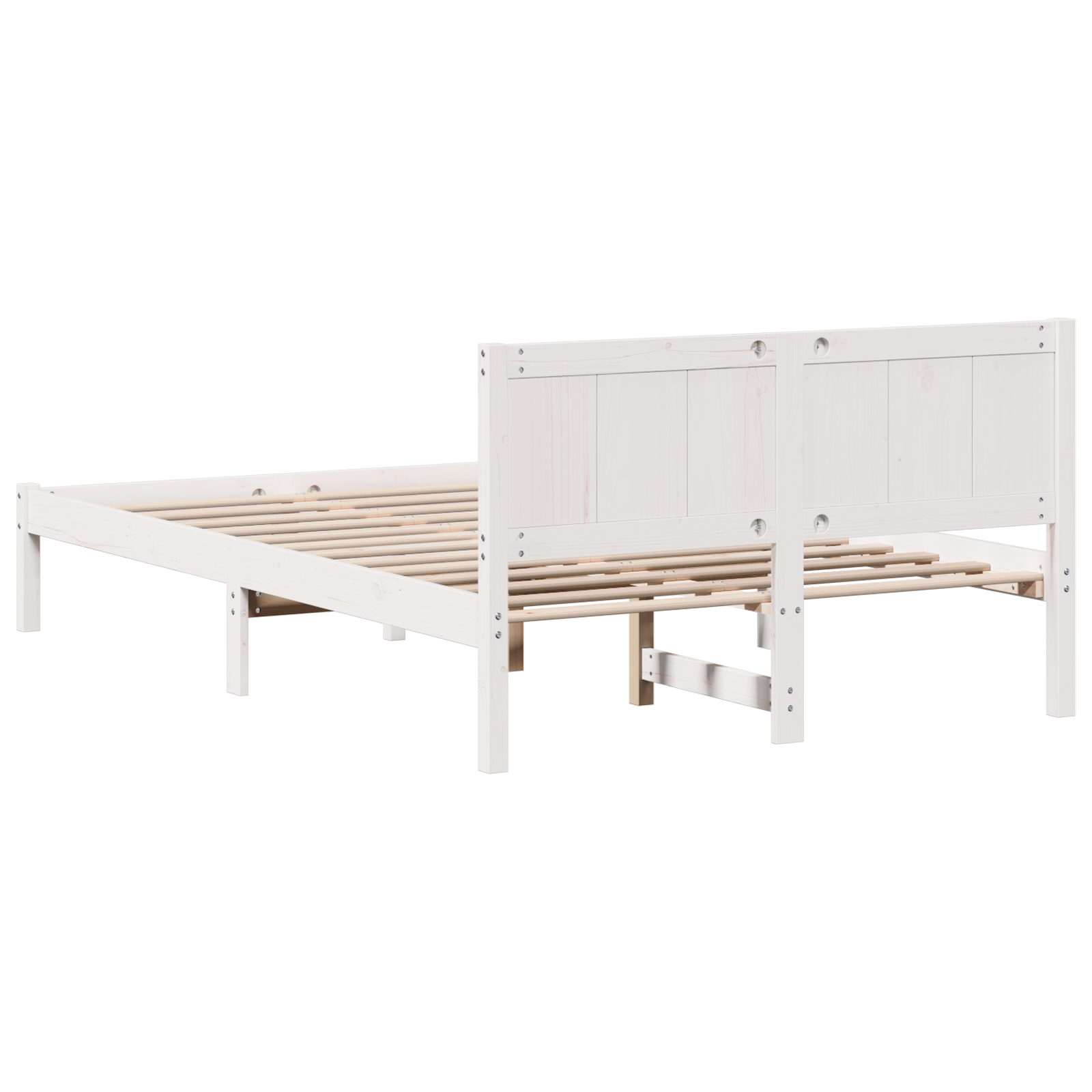 White Pine Wood Bed Frame White Solid Pine wood 135 x 190 cm - Image 8