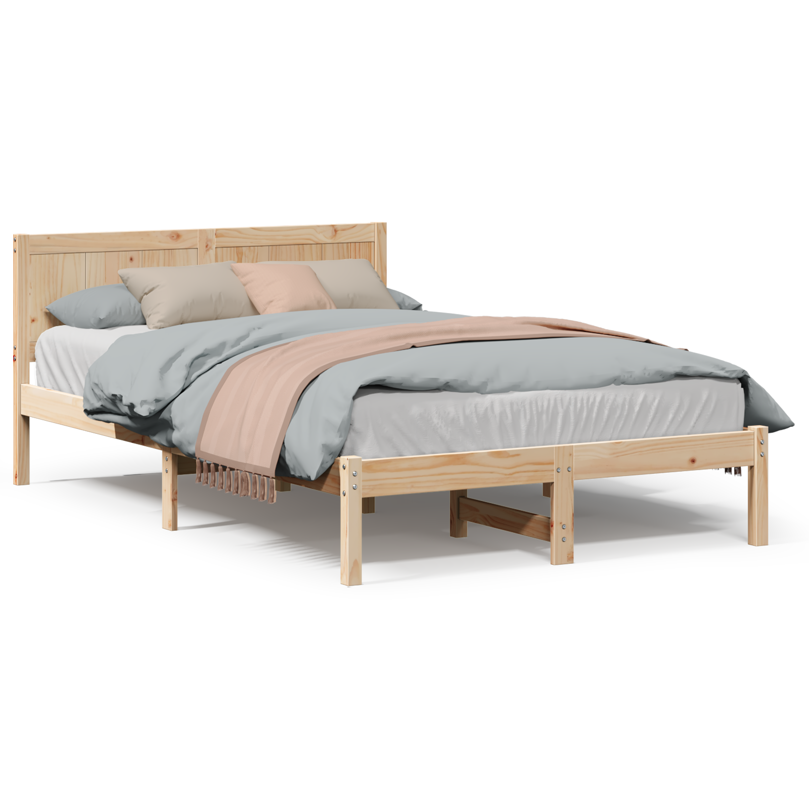 Pine Wood Bed Frame Natural Solid Pine wood 120 x 190 cm Durable - Image 4