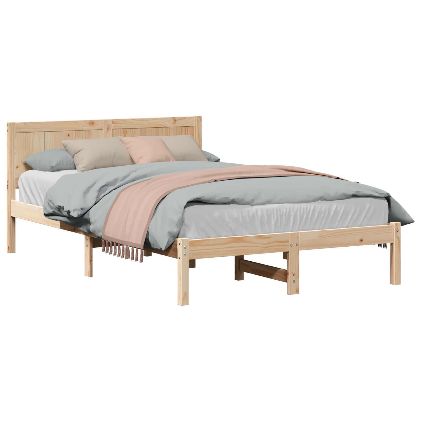 Pine Wood Bed Frame Natural Solid Pine wood 120 x 190 cm Durable - Image 2