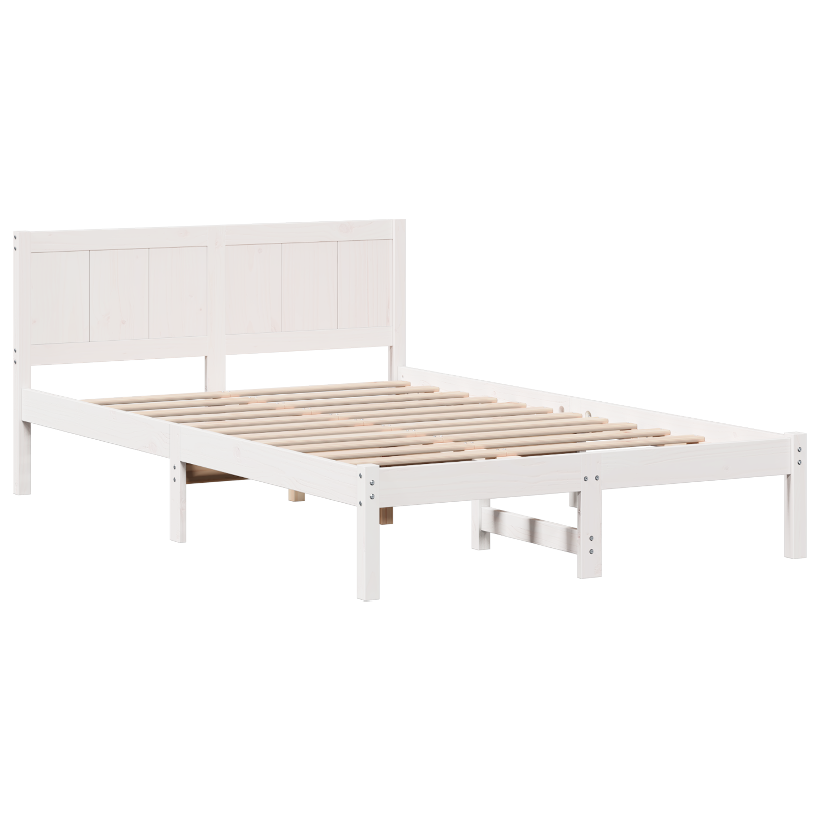 White Pine Wood Bed Frame White Solid Pine wood 120 x 190 cm - Image 3