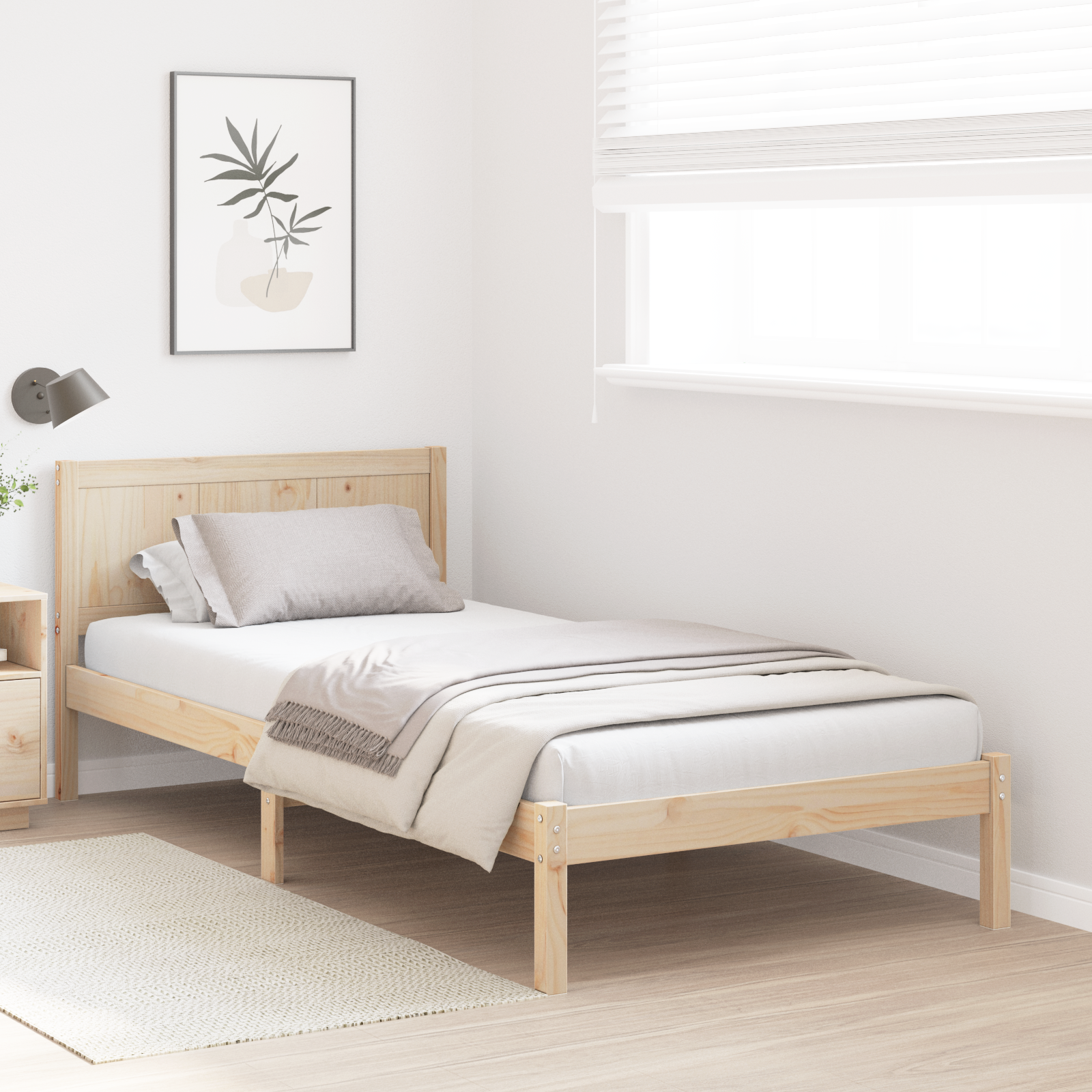 Pine Wood Bed Frame Natural Solid Wood 80 x 200 cm Durable - Image 5