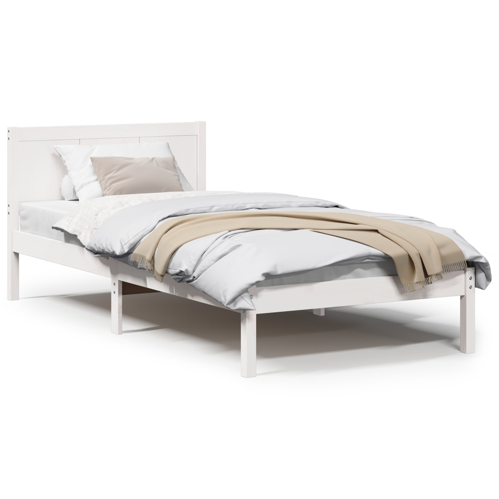 Pine Wood Bed Frame White White Solid Pine Wood 80 x 200 cm - Image 4