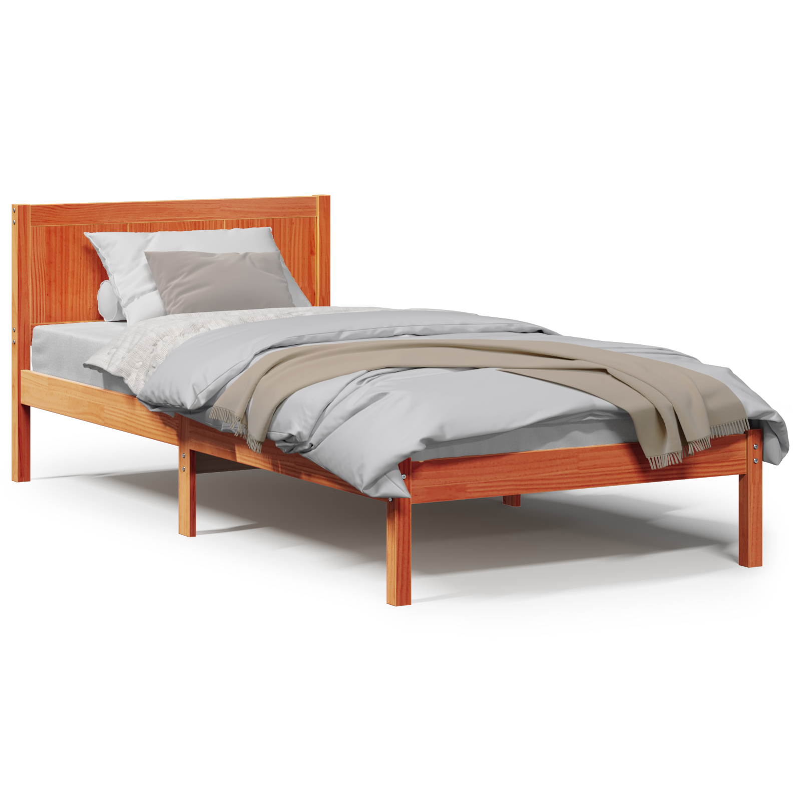 Wax Brown Bed Frame Wax brown Solid Pine wood 90 x 190 cm Durable - Image 4