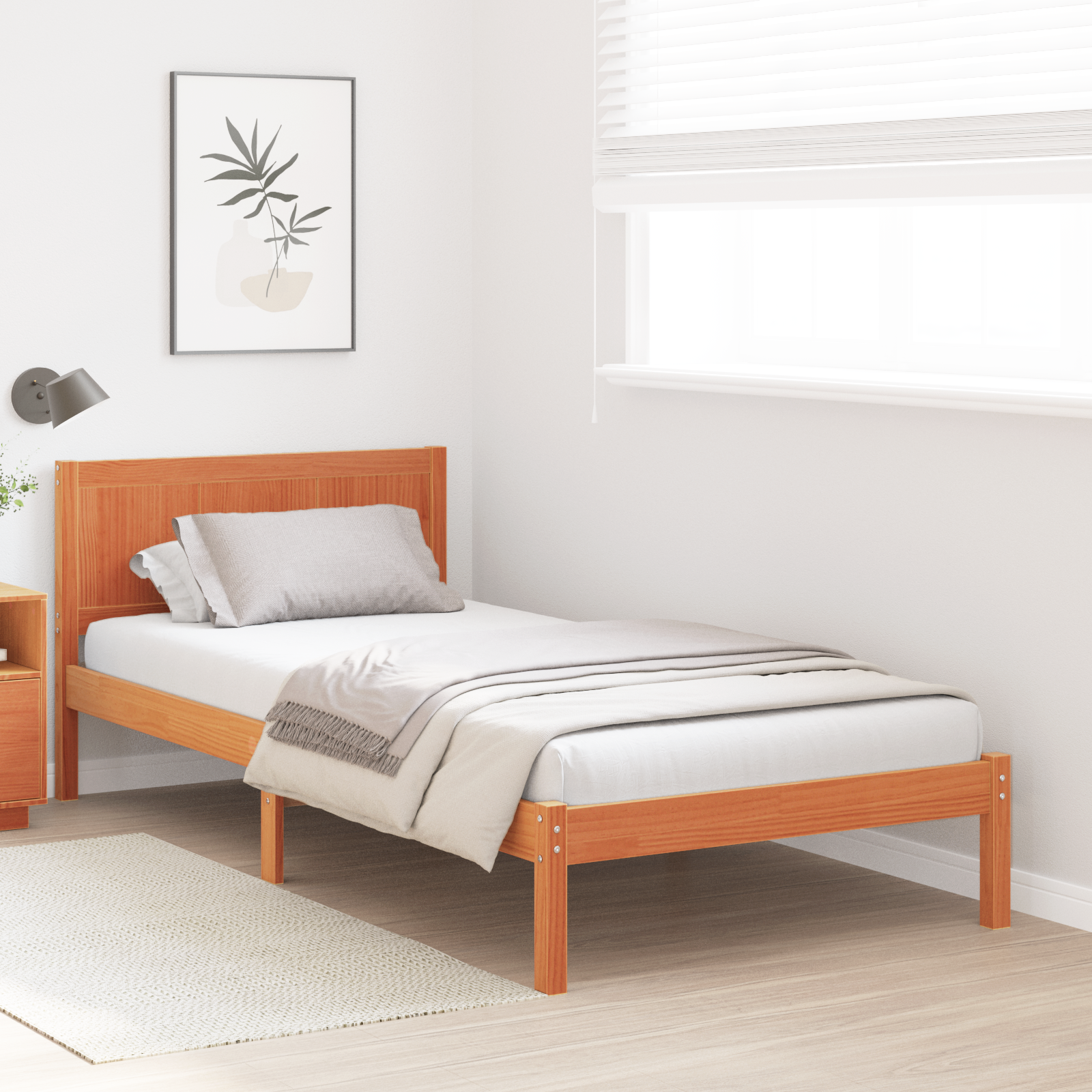 Wax Brown Bed Frame Wax brown Solid Pine wood 90 x 190 cm Durable - Image 5