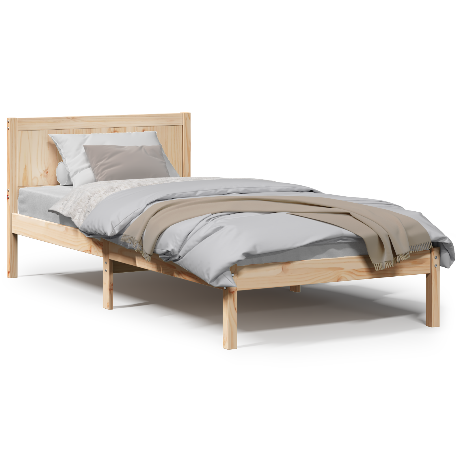 Single Pine Wood Bed Frame Natural Solid Pine Wood Single Durable - Image 4