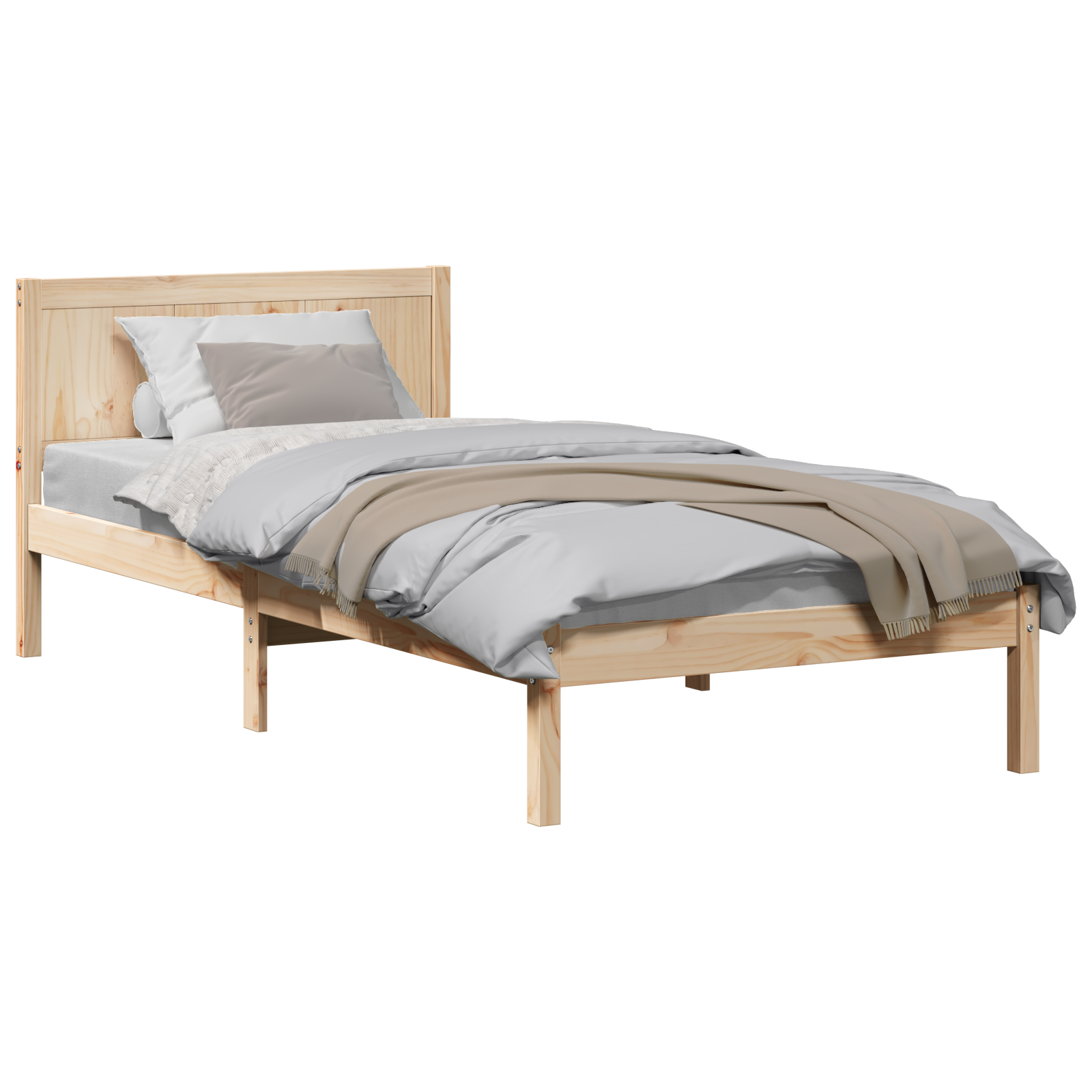 Single Pine Wood Bed Frame Natural Solid Pine Wood Single Durable - Image 2