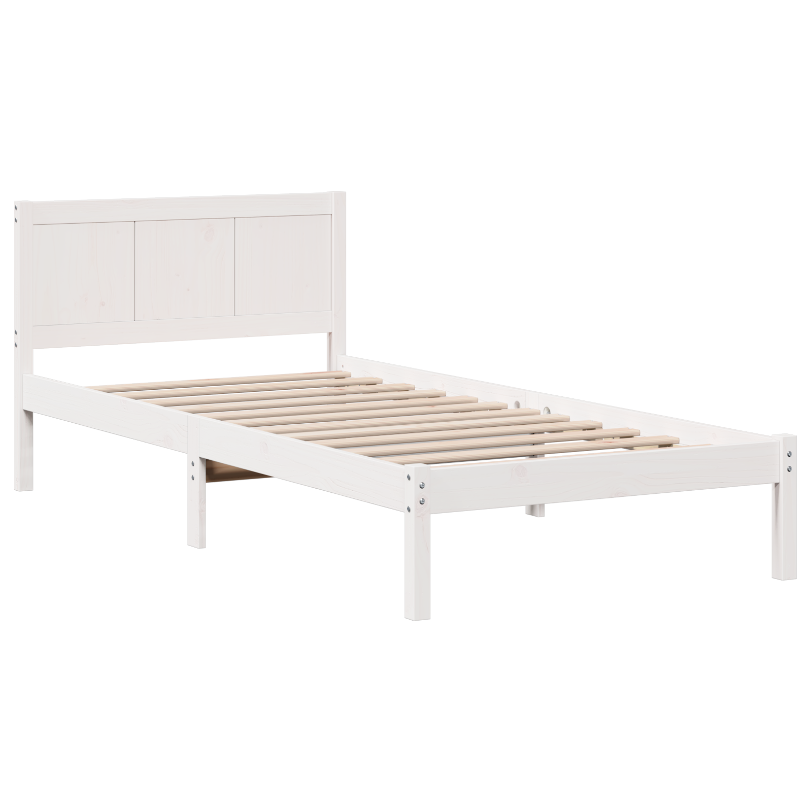 White Pine Bed Frame White Wood 75 x 190 cm Durable - Image 3