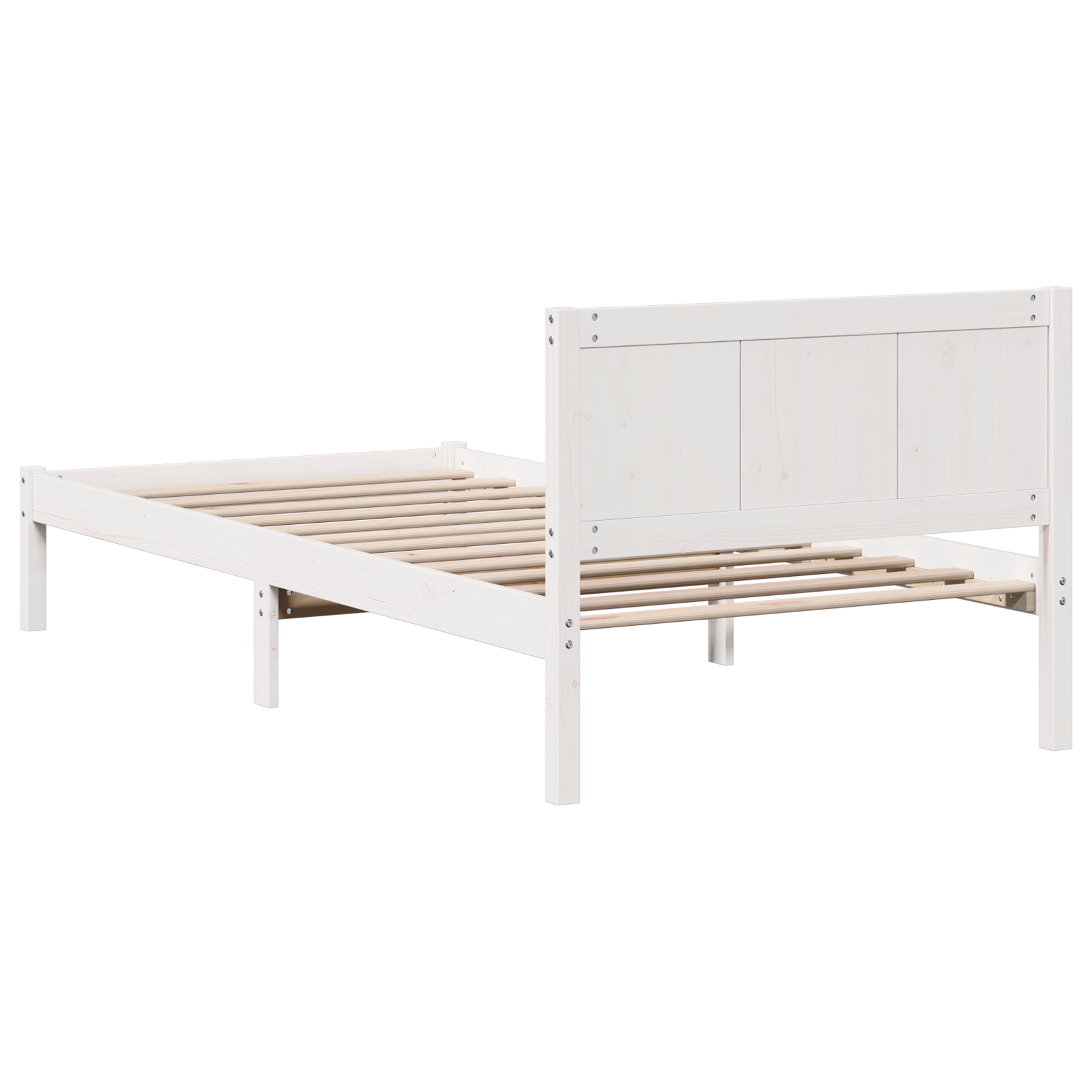 White Pine Bed Frame White Wood 75 x 190 cm Durable - Image 8
