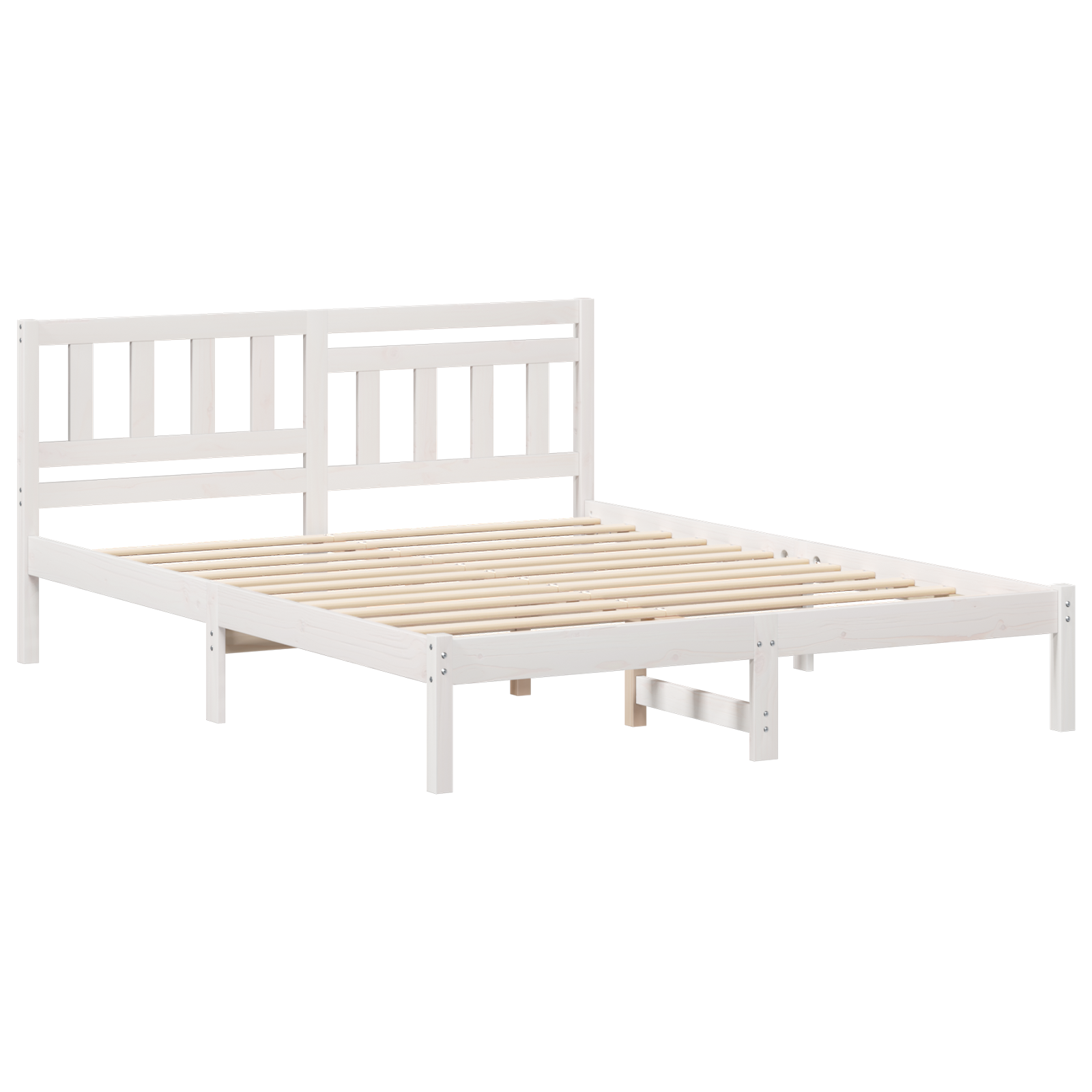Bedframe met hoofdeinde Wit 150 x 200 cm Massief grenenhout image 2