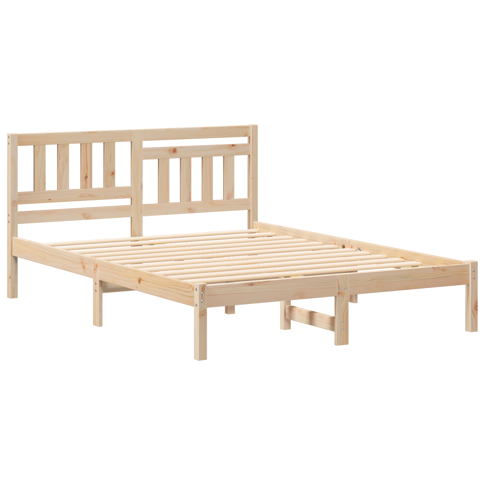Bedframe met hoofdeinde Bruin 135 x 190 cm Massief grenenhout image 2