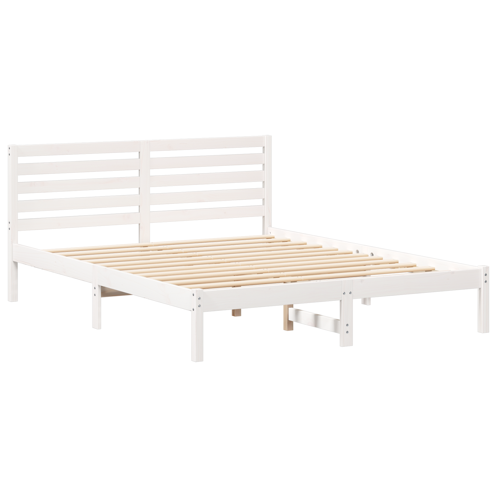 Bedframe met hoofdeinde Wit 150 x 200 cm Massief grenenhout image 2