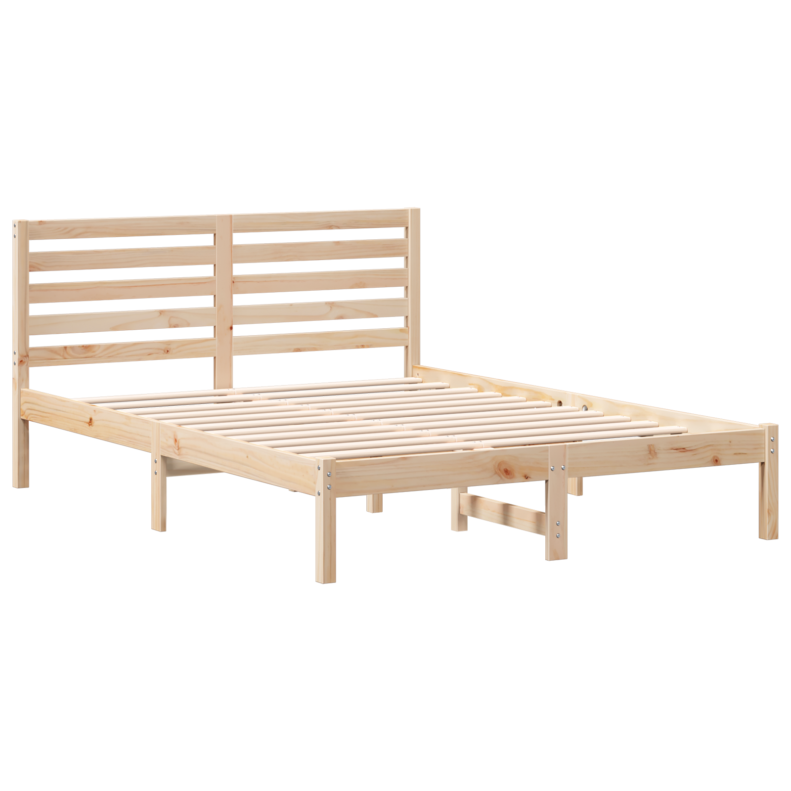 Bedframe met hoofdeinde Bruin 135 x 190 cm Massief grenenhout image 2