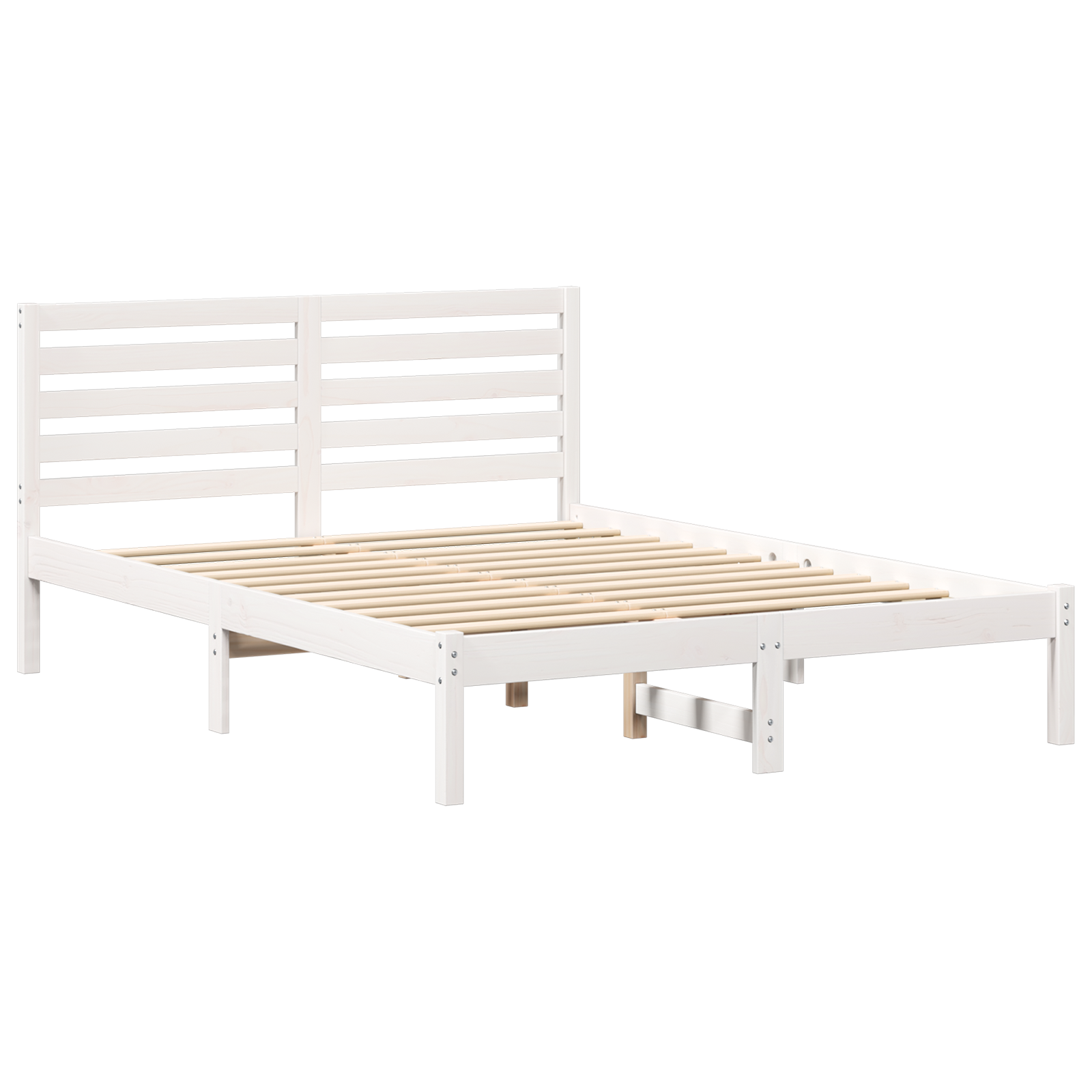 Bedframe met hoofdeinde Wit 135 x 190 cm Massief grenenhout image 2