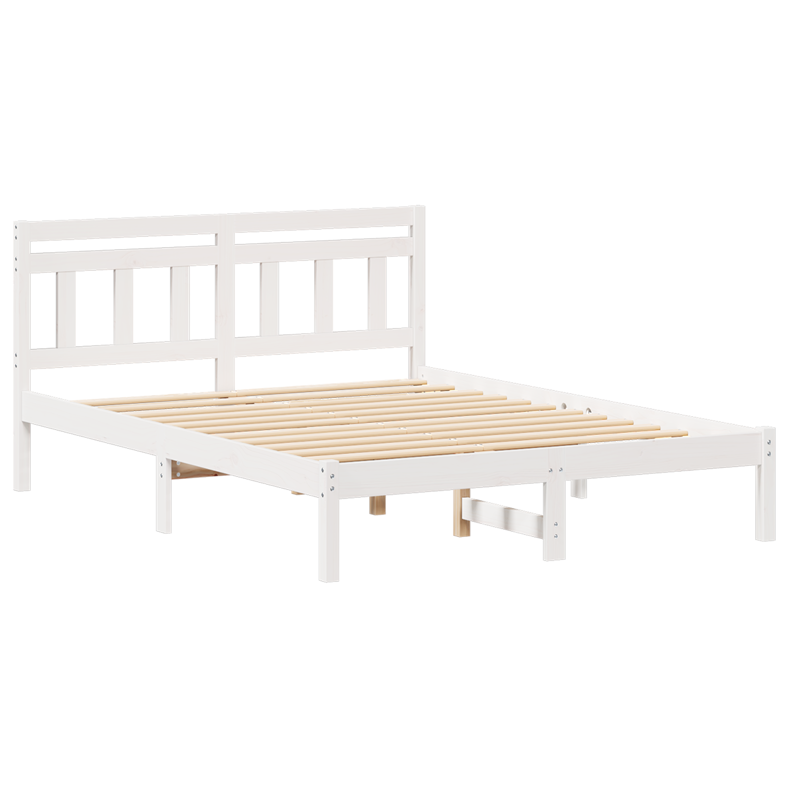 Bedframe Wit 135 x 190 cm Massief grenenhout image 2