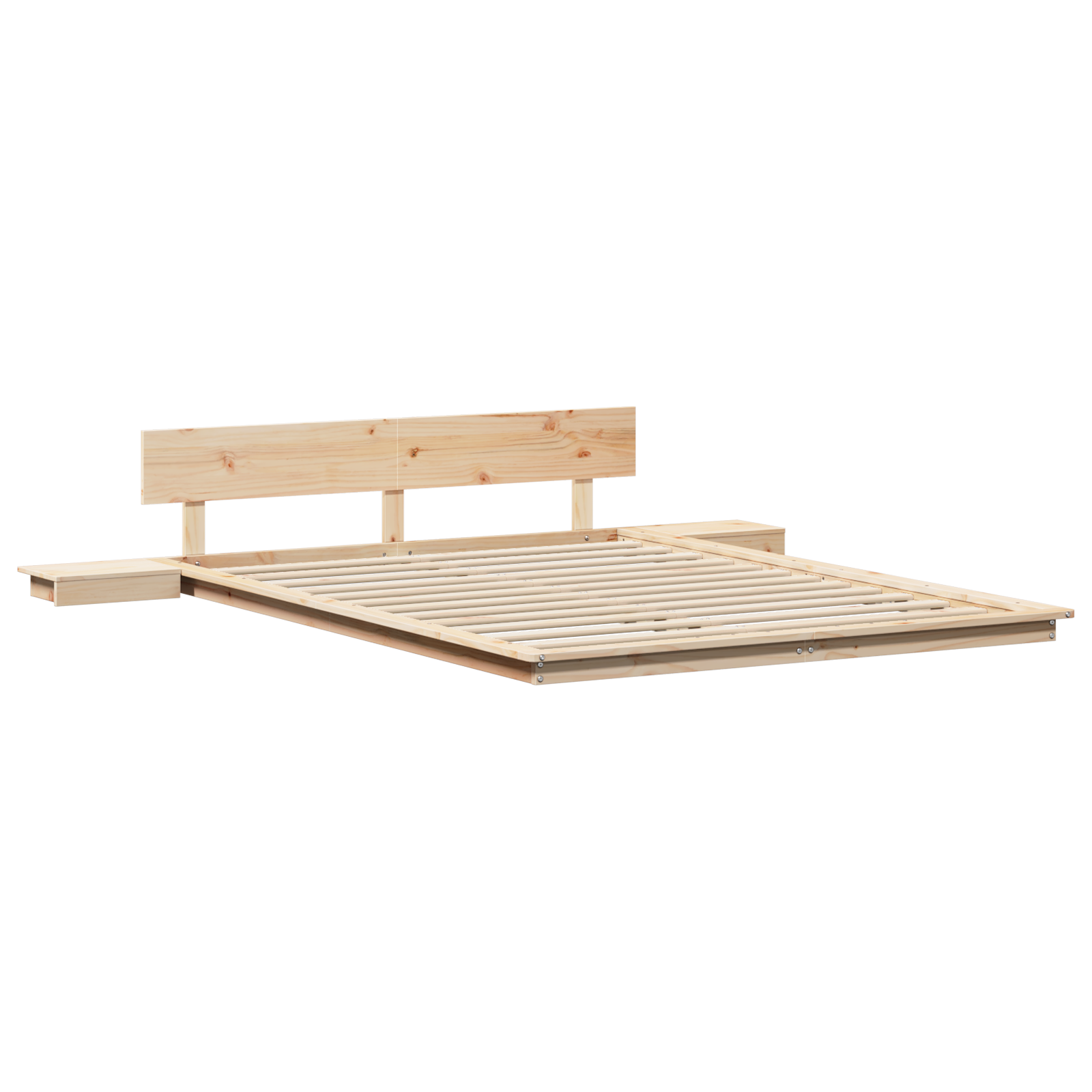  vidaXL padlói ágykeret éjjeliszekrényekkel 150x200cm Tömörfa akciós termékkép 1