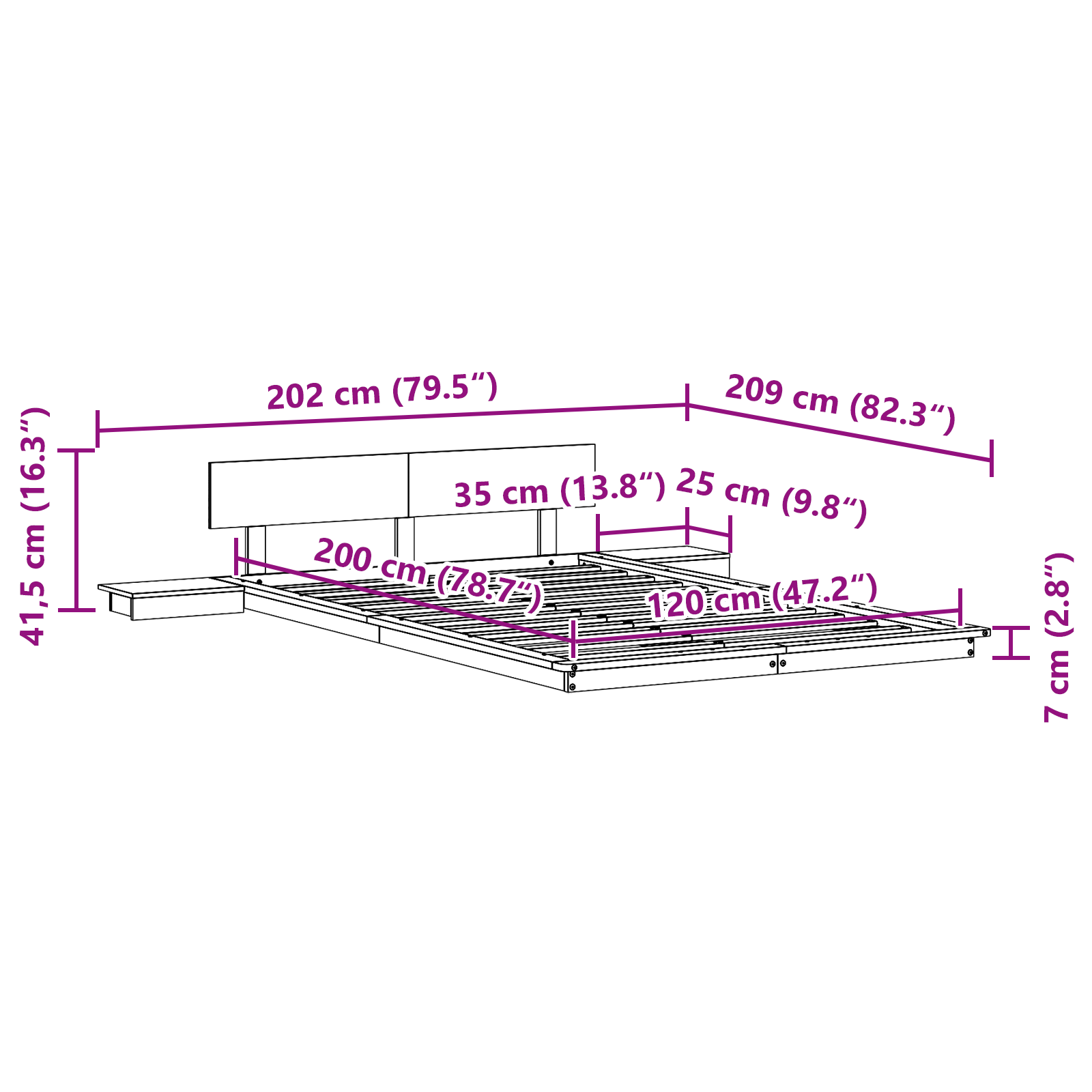 Bed Frame White 120 x 200 cm Wood - Image 9