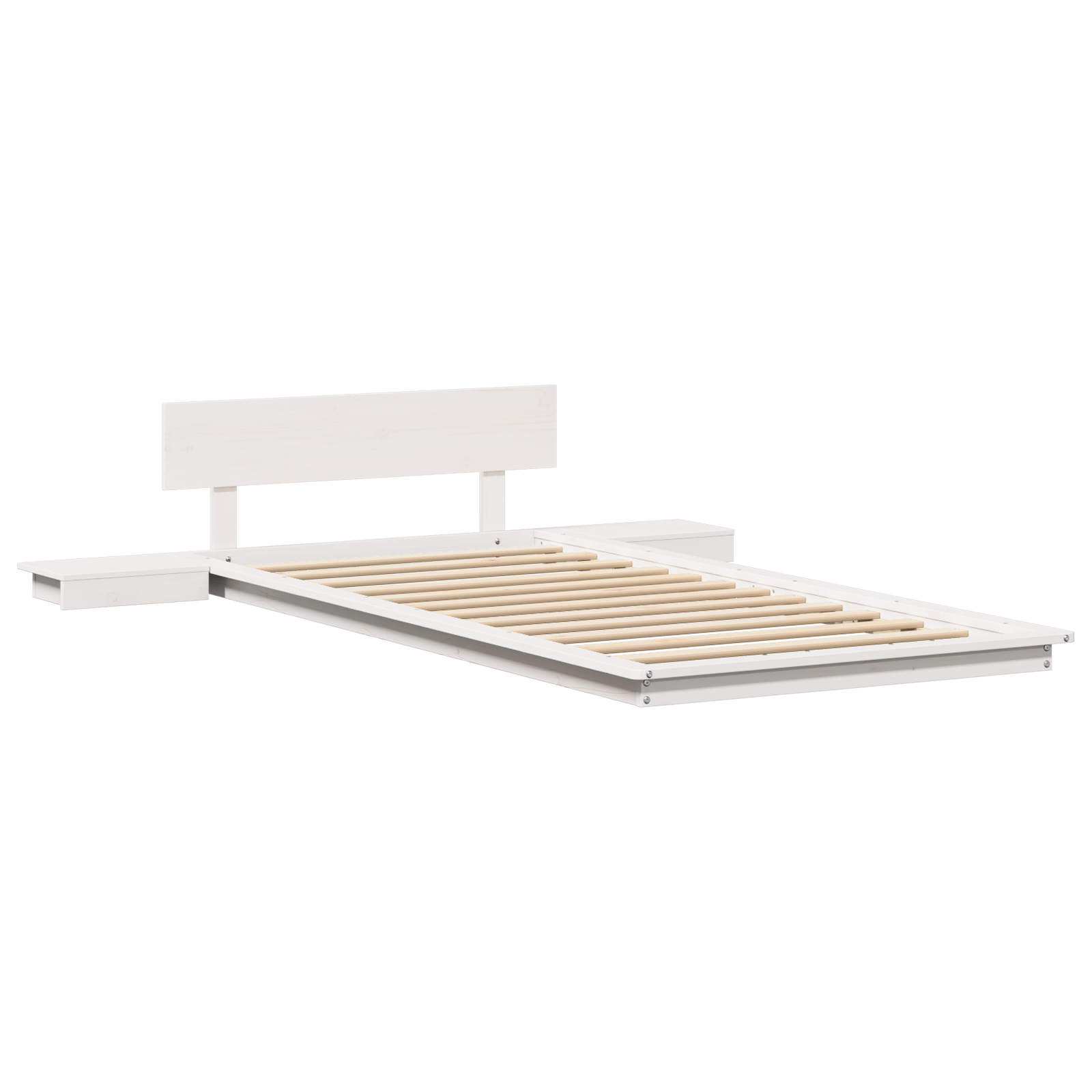  vidaXL Floor Ágykeret bedside Asztalokkal Fehér 75x190cm Tömör Fenyő akciós termékkép 1