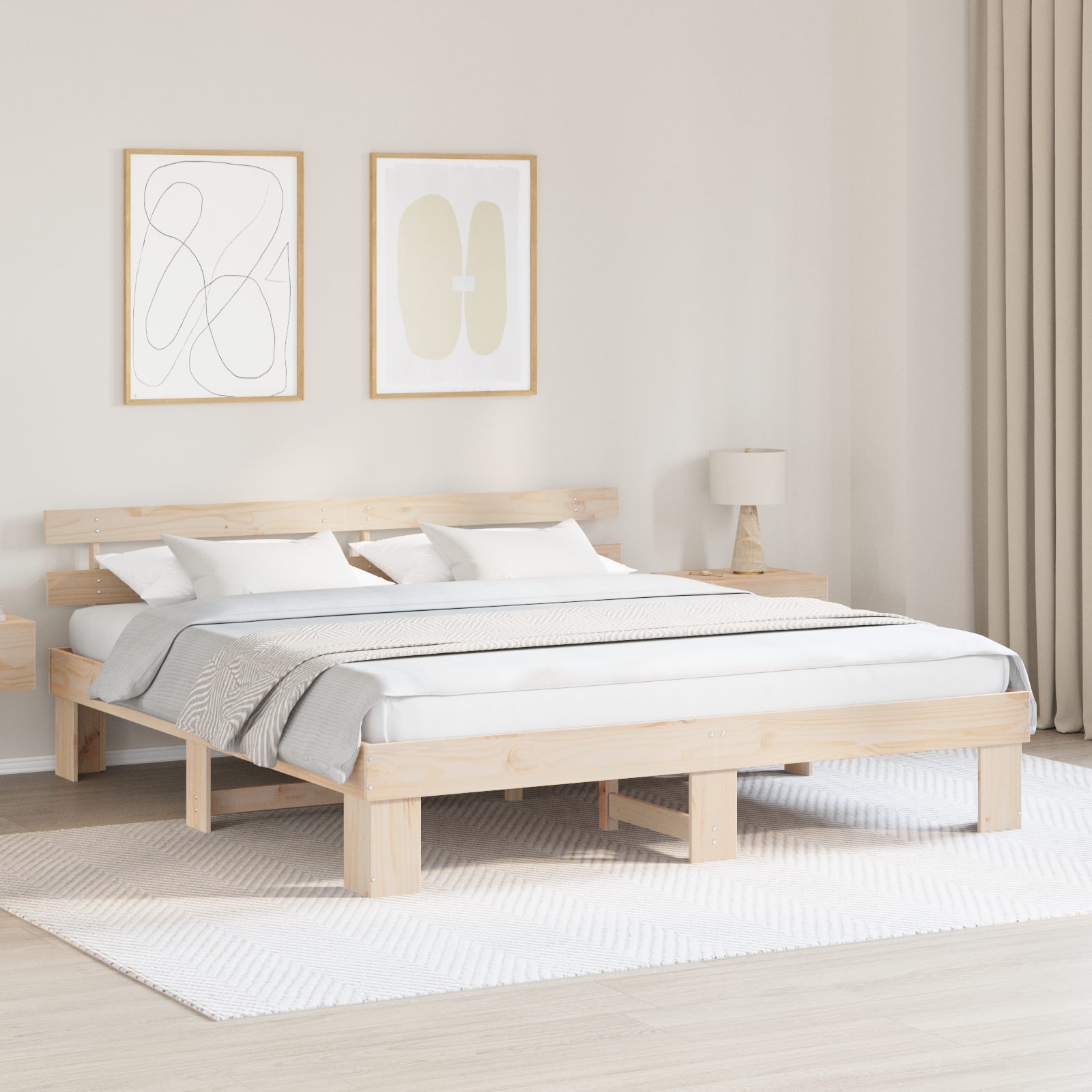 Bedframe met hoofdbord 180×200 cm van massief grenenhout