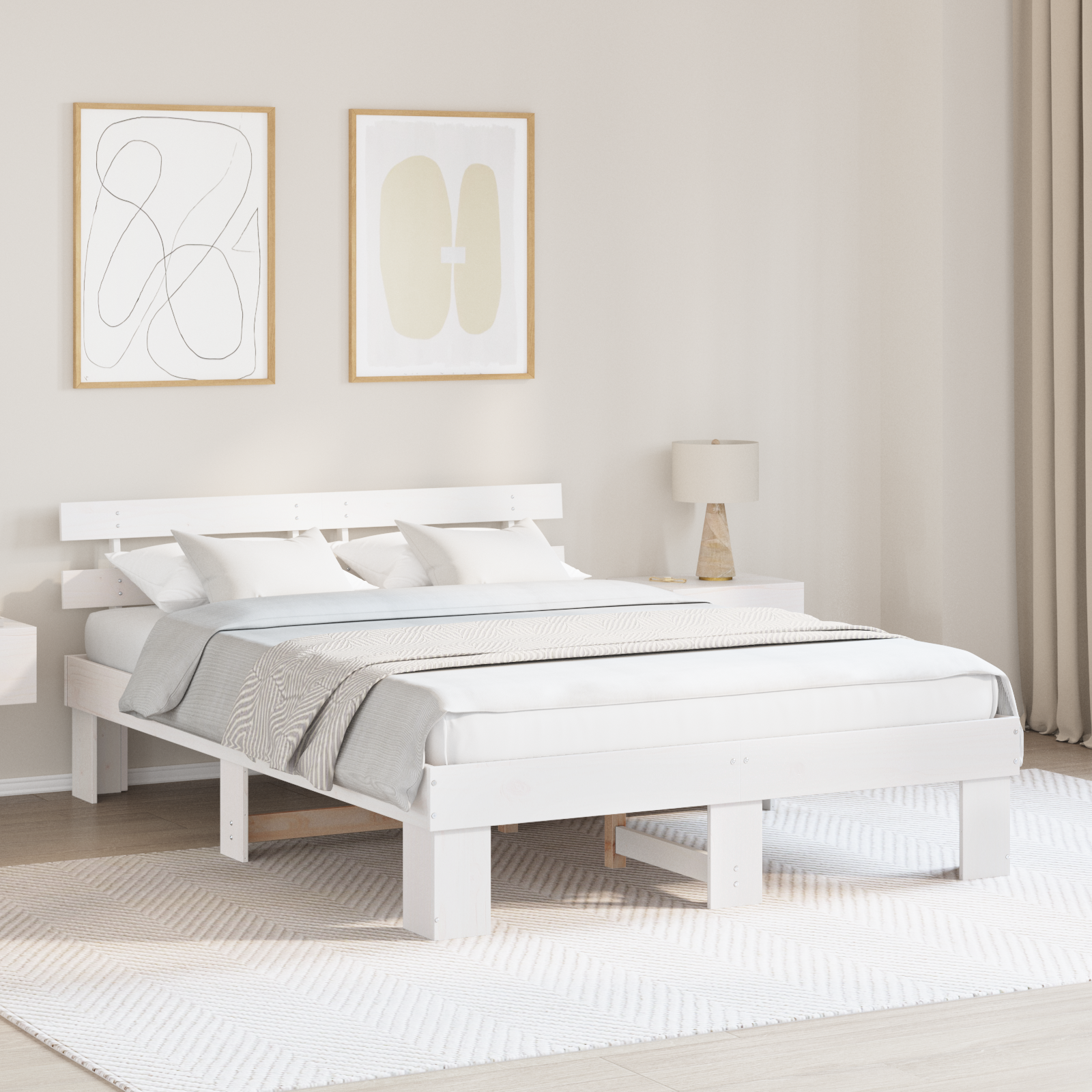 Bedframe met hoofdeinde wit 160×200 cm massief grenenhout